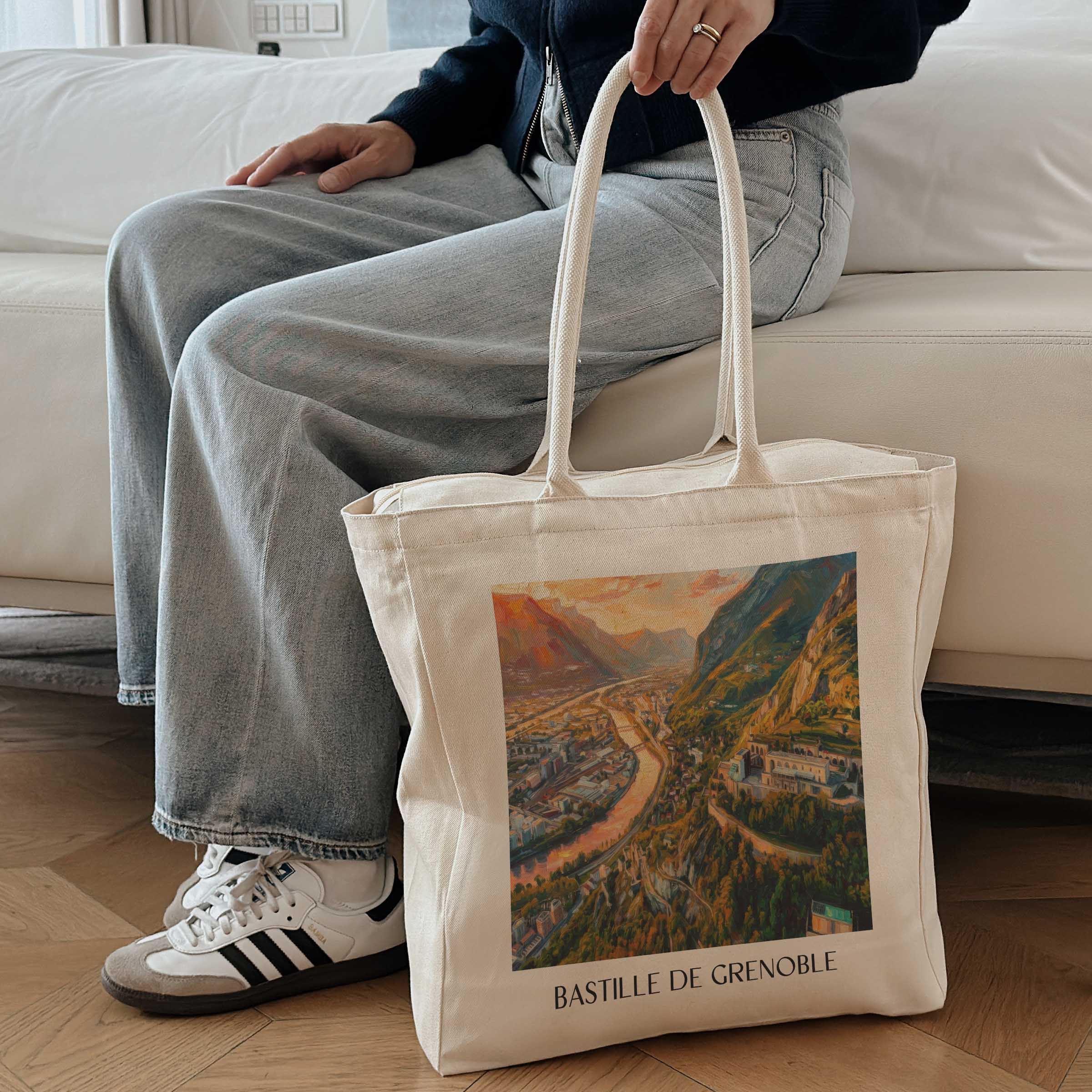 bastille-de-grenoble-isère-frankreich-einkaufstasche-oil-painting-oelgemaelde
