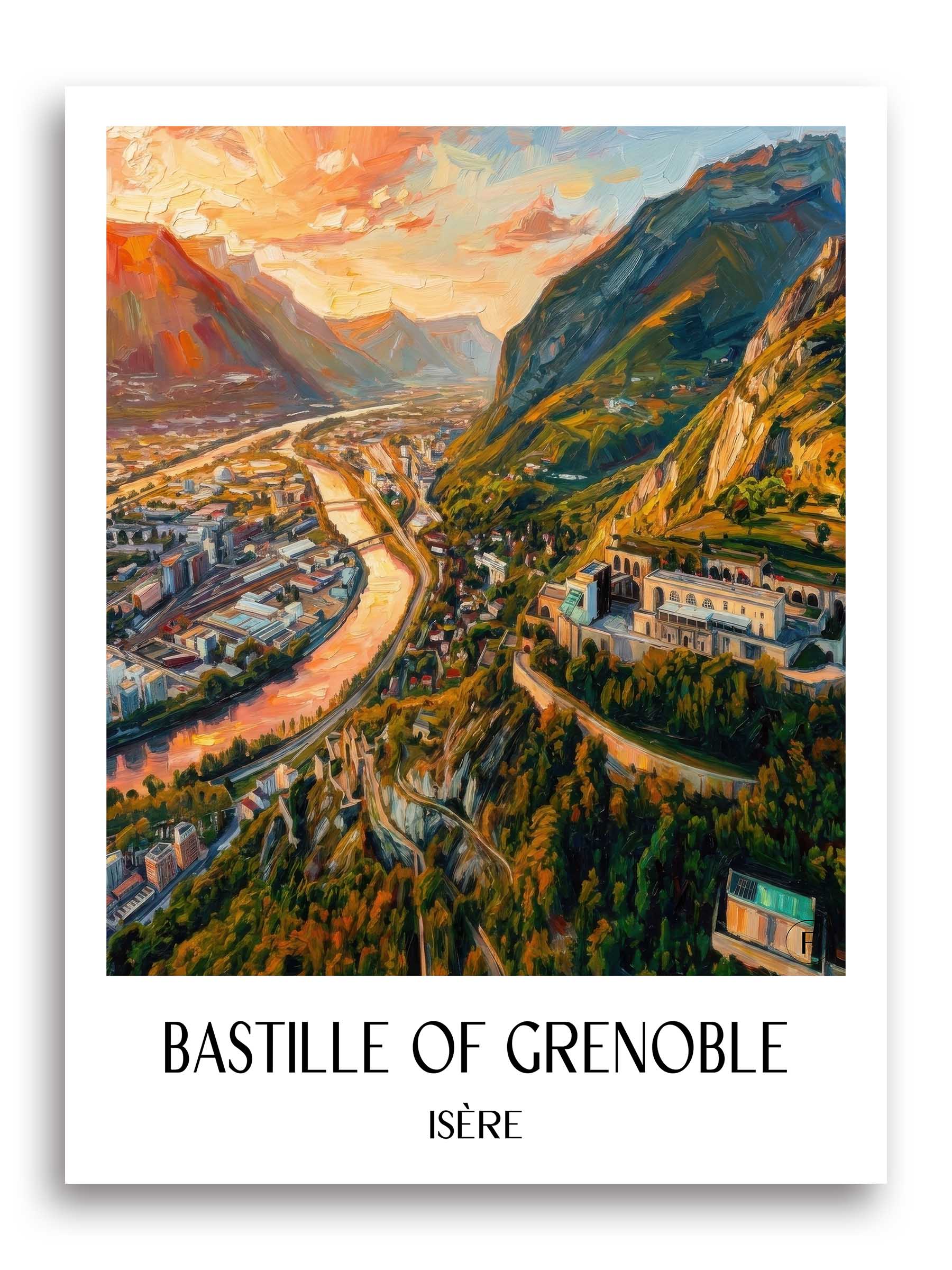 Bastille de Grenoble Poster - Isère - Frankreich Kunstdruck - Ölgemälde von A4 bis A1