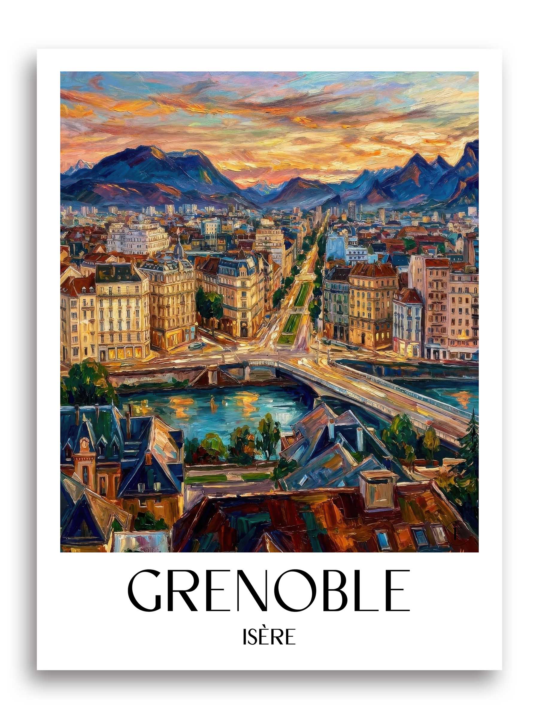 Grenoble Poster - Isère - Frankreich Kunstdruck - Ölgemälde von A4 bis A1