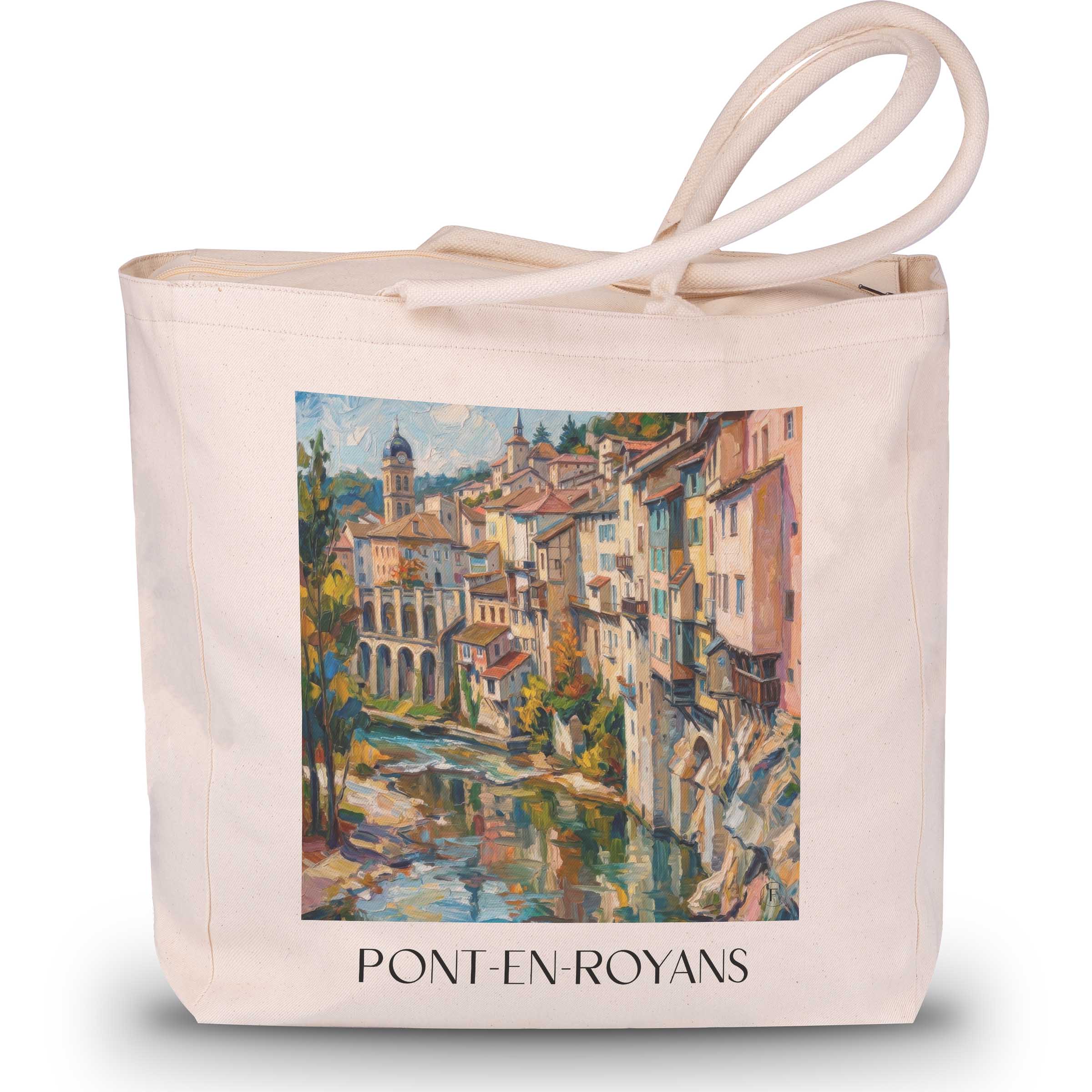 Pont-en-Royans Shopping Tasche - Vercors - Frankreich Tote Bag - Einkaufstasche im Ölgemälde Stil