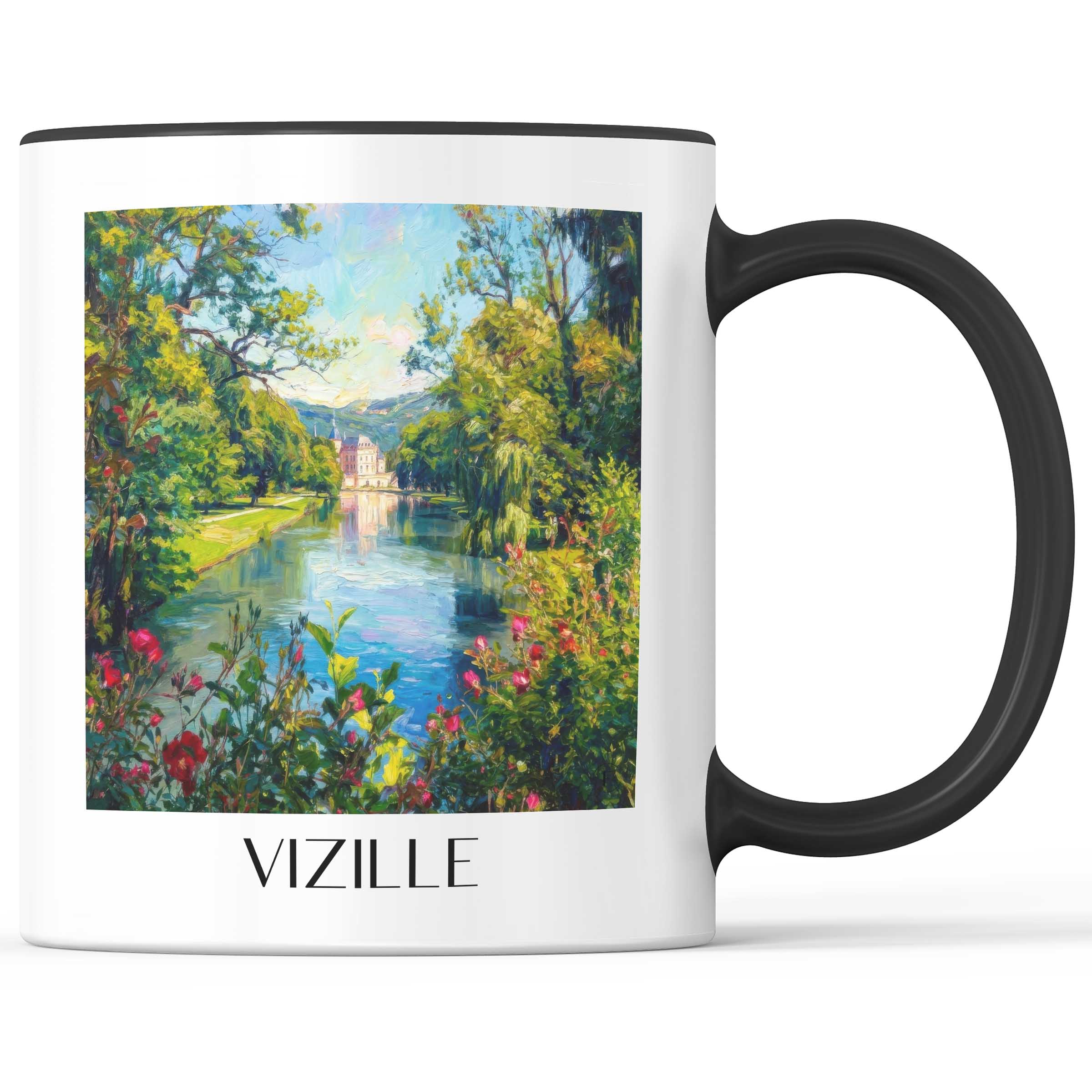 Vizille Kaffeebecher - Isère - Frankreich Becher - Kaffeetasse im Ölgemälde Stil