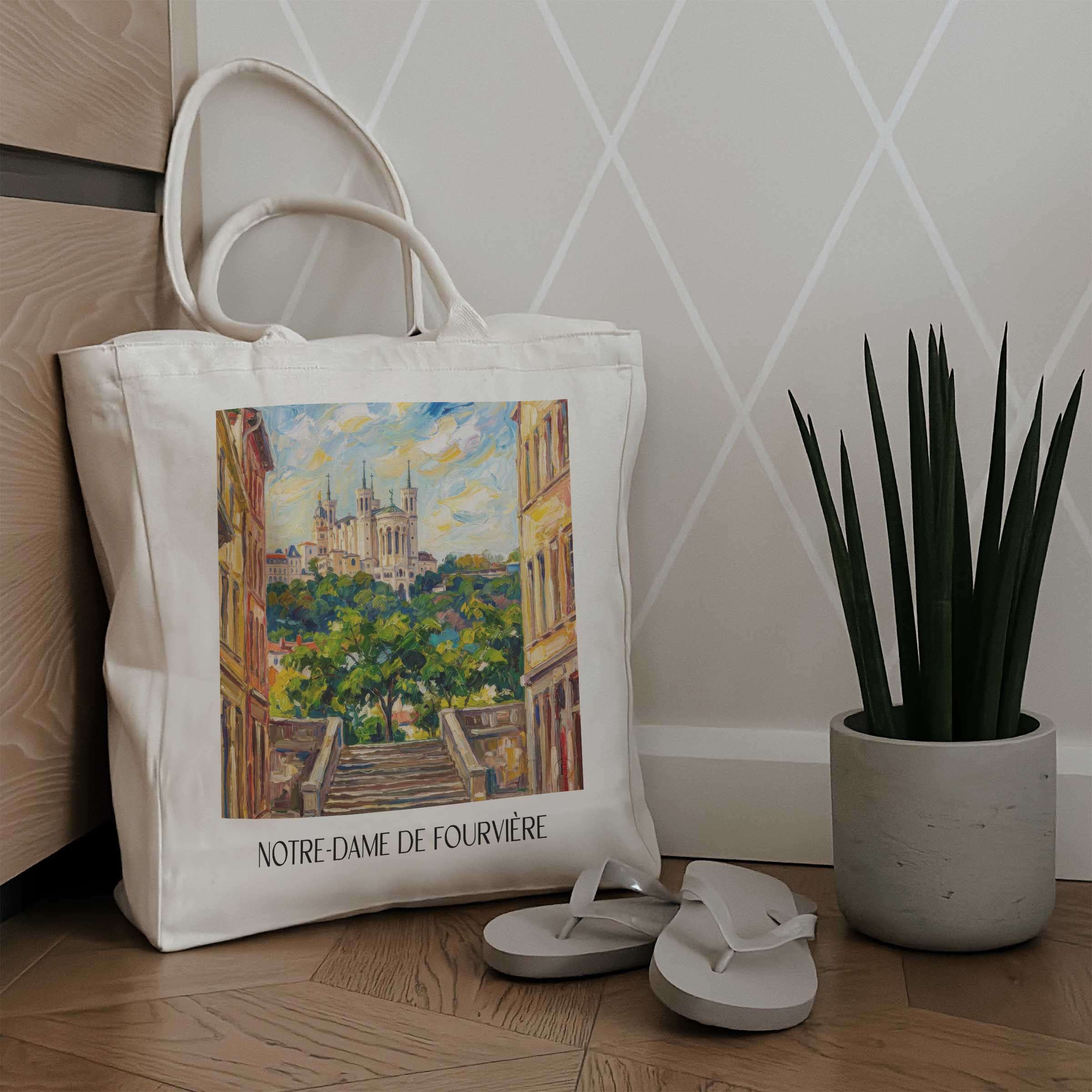notre-dame-de-fourvière-lyon-frankreich-einkaufstasche-oil-painting-oelgemaelde