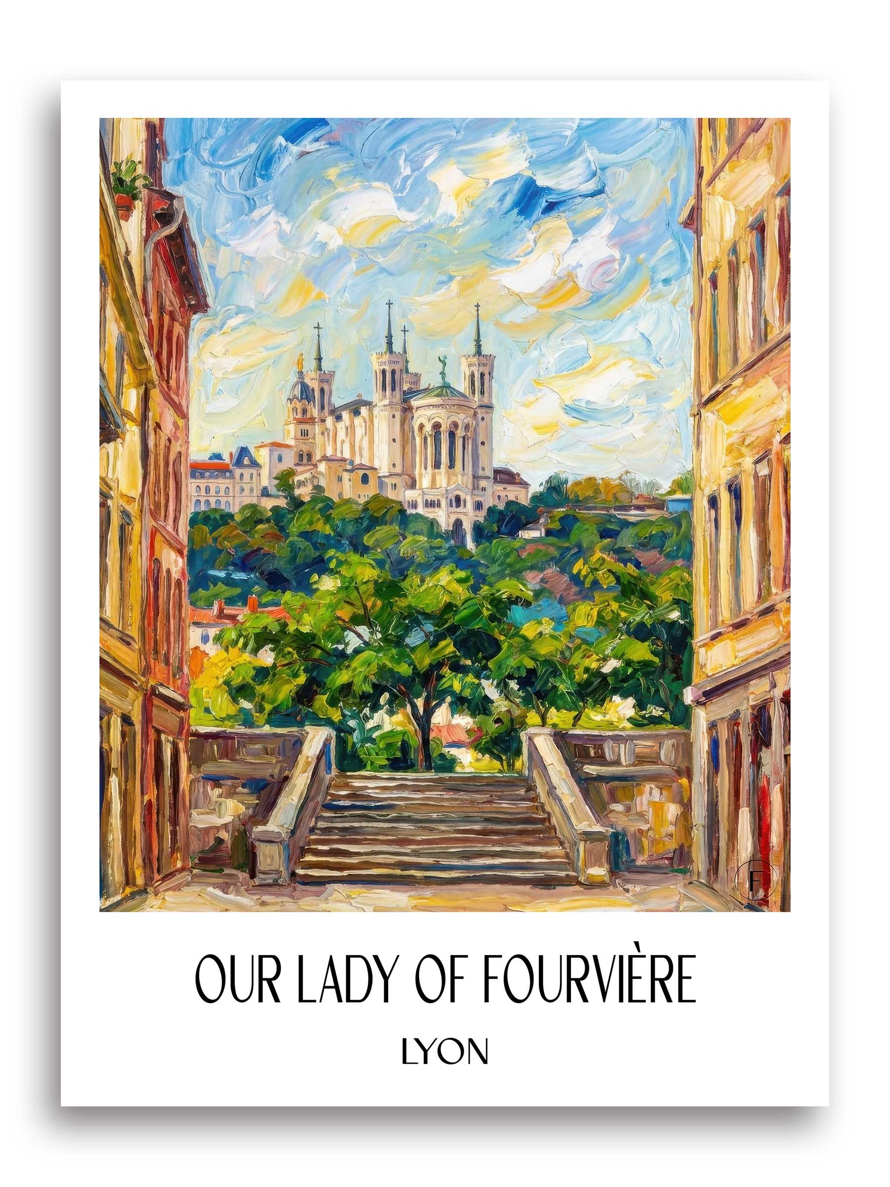 Notre-Dame de Fourvière Poster - Lyon - Frankreich Kunstdruck - Ölgemälde von A4 bis A1