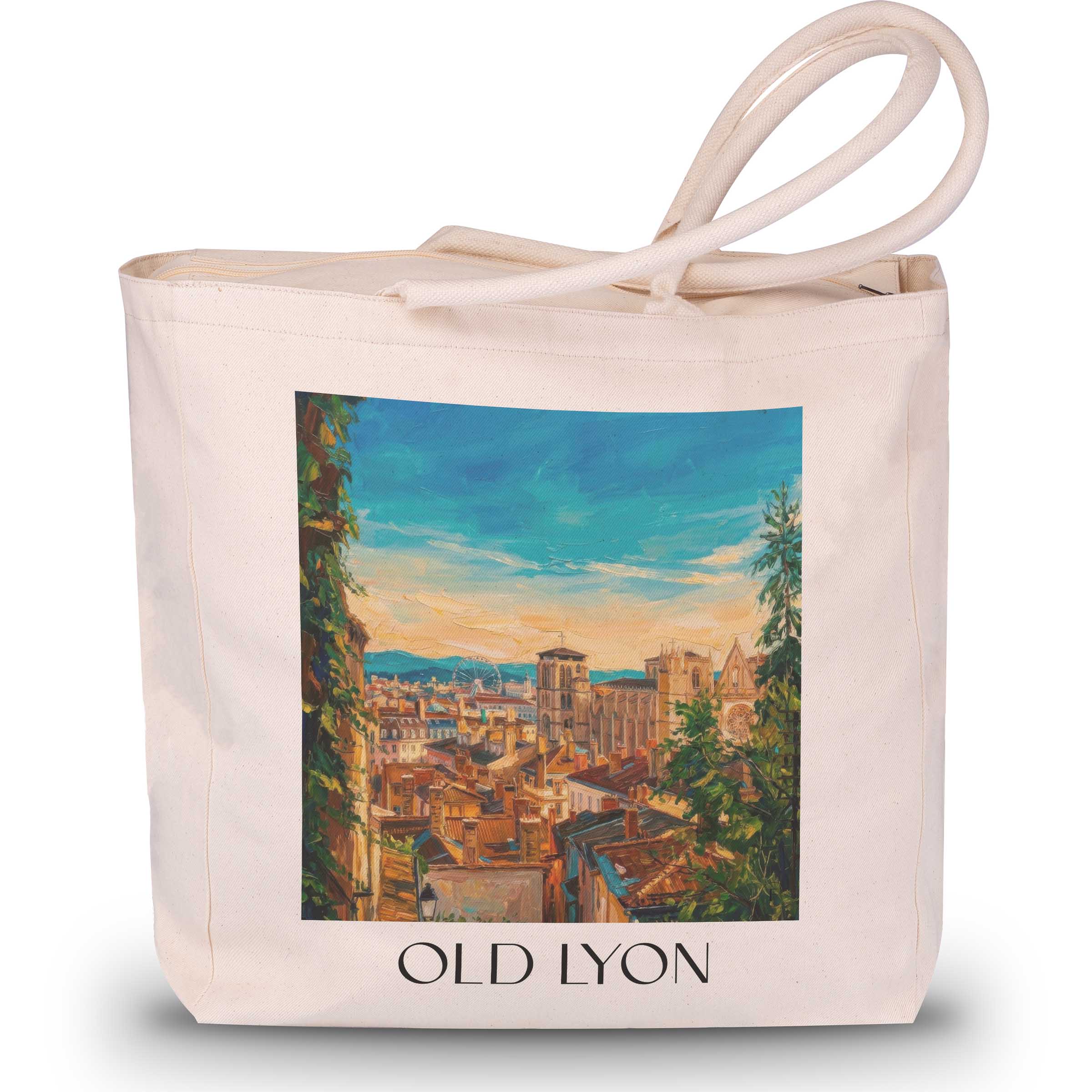 Vieux Lyon Shopping Tasche - Rhône - Frankreich Tote Bag - Einkaufstasche im Ölgemälde Stil