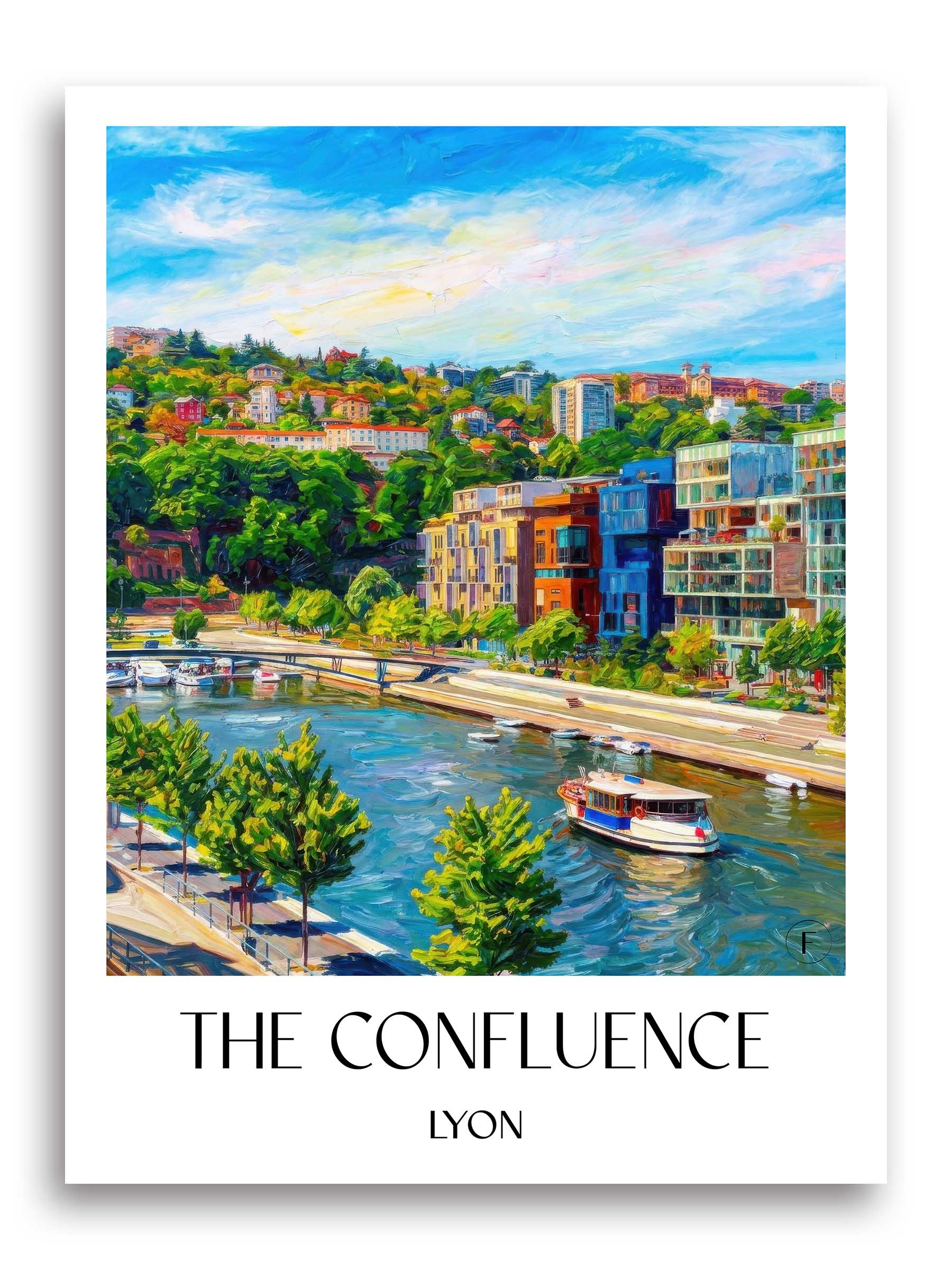 La Confluence Poster - Lyon - Frankreich Kunstdruck - Ölgemälde von A4 bis A1