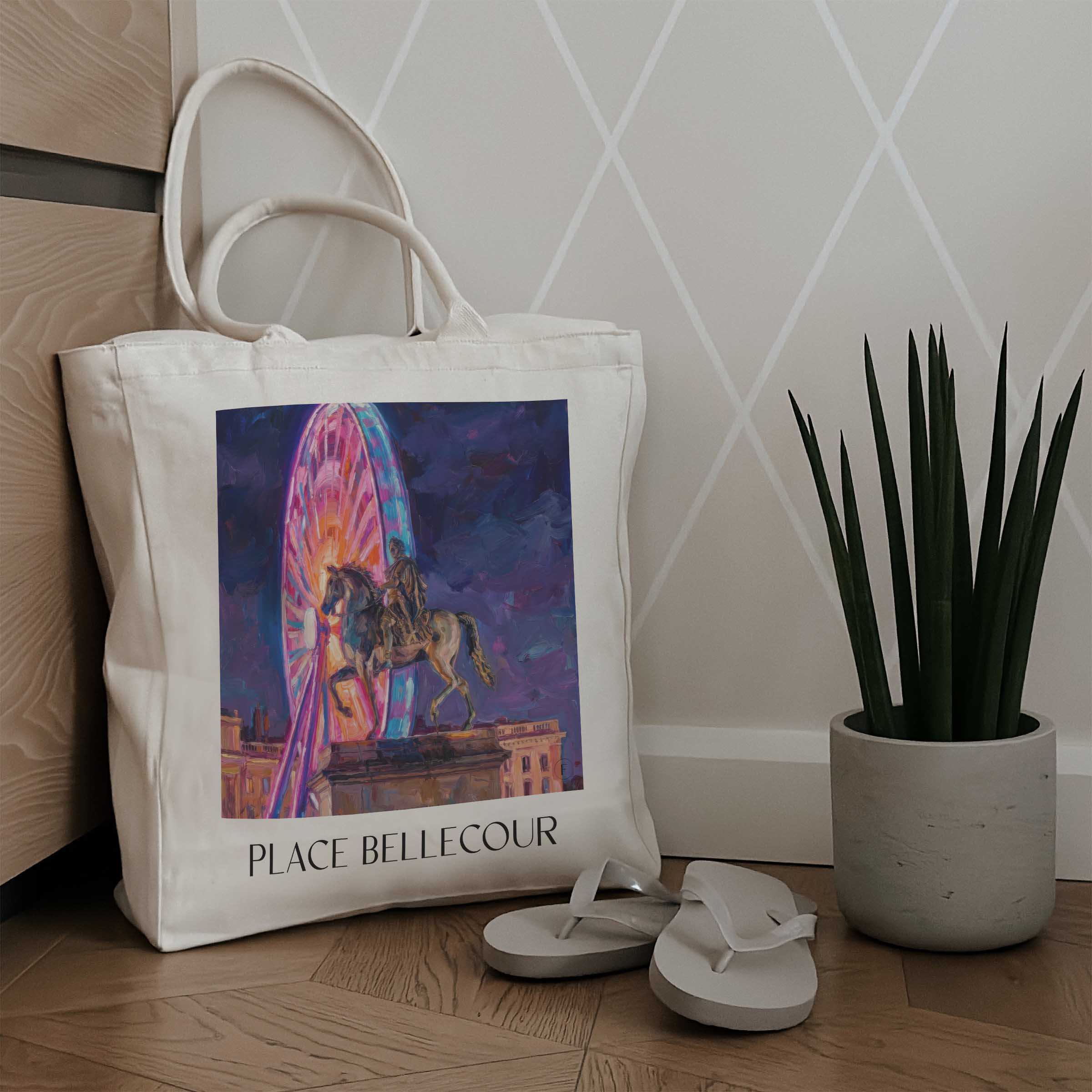 place-bellecour-lyon-frankreich-einkaufstasche-oil-painting-oelgemaelde