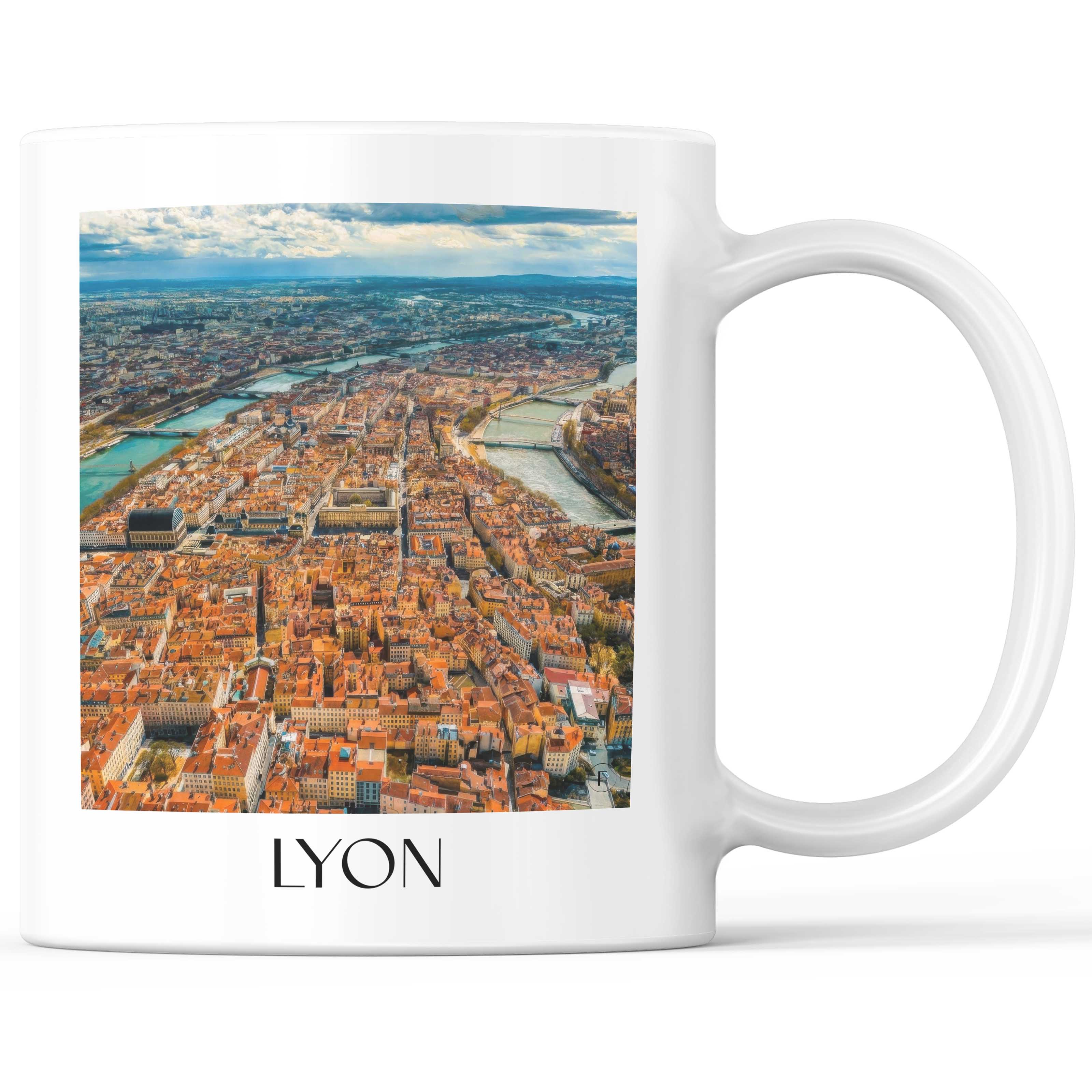 Lyon Kaffeebecher - Rhône - Frankreich Becher - Kaffeetasse im Ölgemälde Stil