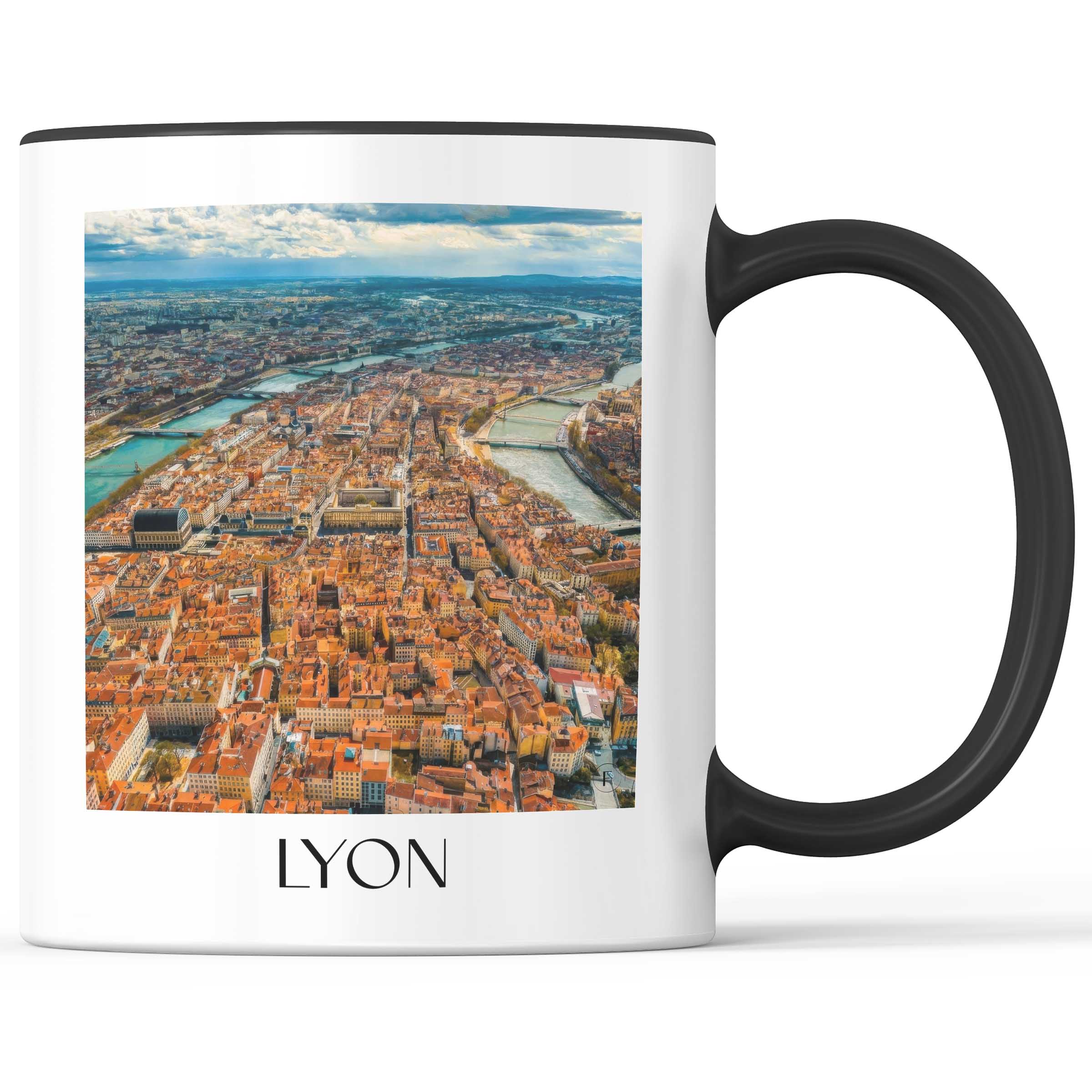 Lyon Kaffeebecher - Rhône - Frankreich Becher - Kaffeetasse im Ölgemälde Stil