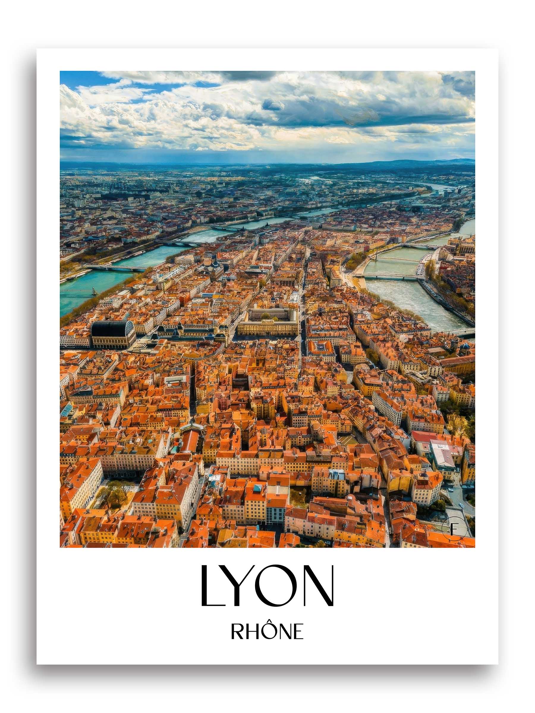 Lyon Poster - Rhône - Frankreich Kunstdruck - Ölgemälde von A4 bis A1