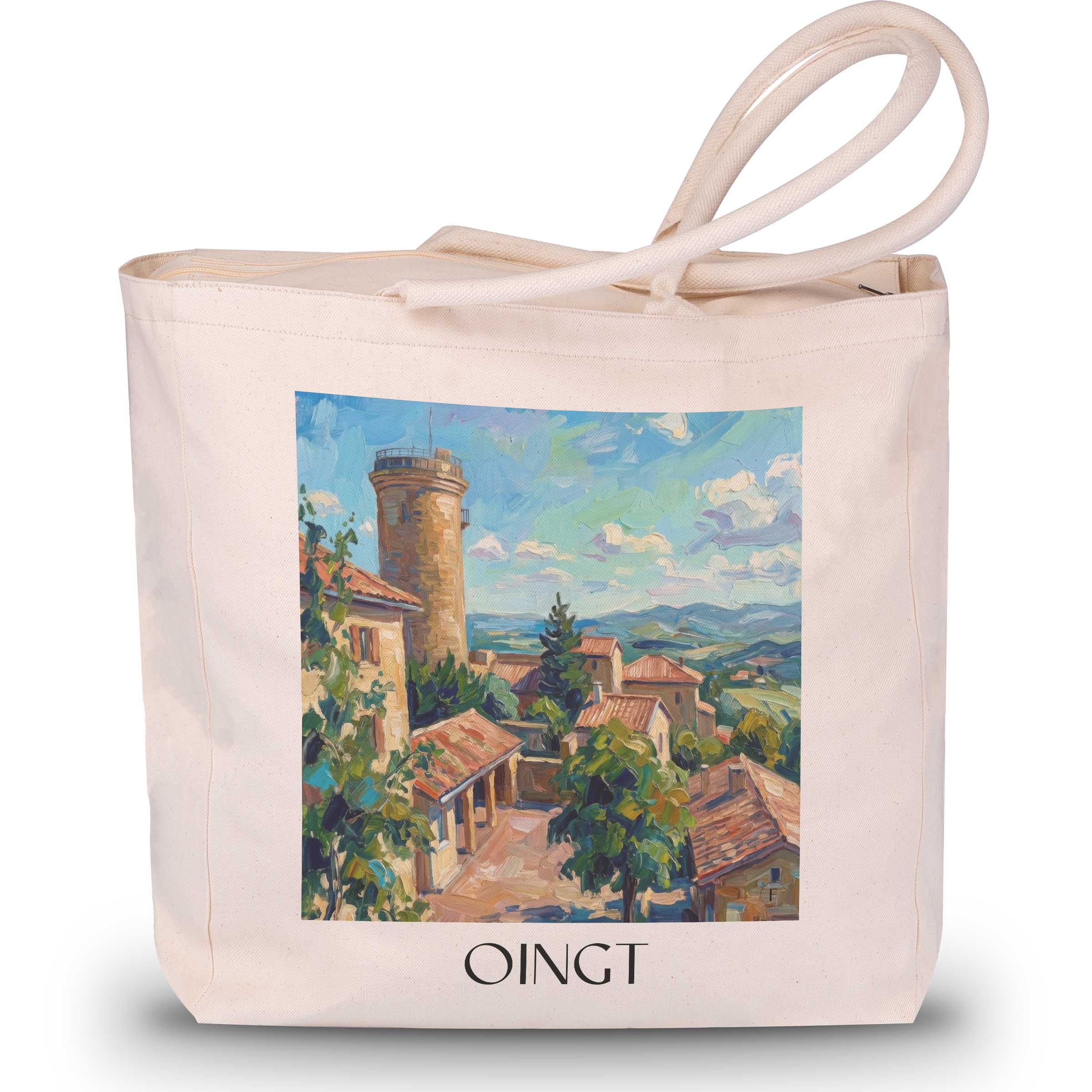 Oingt Shopping Tasche - Beaujolais - Frankreich Tote Bag - Einkaufstasche im Ölgemälde Stil