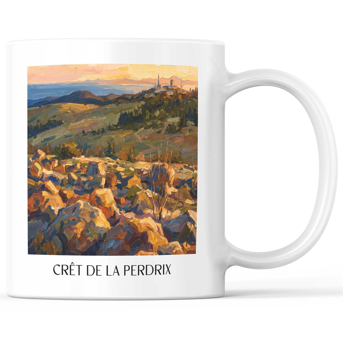Crêt de la Perdrix Kaffeebecher - Pilat - Frankreich Becher - Kaffeetasse im Ölgemälde Stil