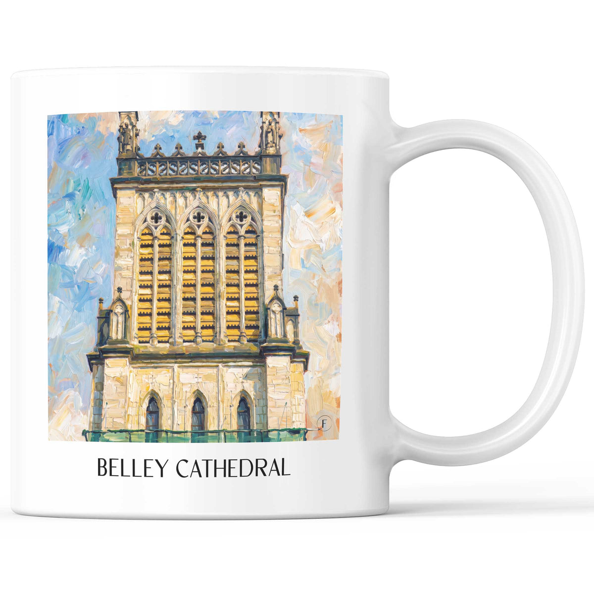 Cathédrale de Belley Kaffeebecher - Ain - Frankreich Becher - Kaffeetasse im Ölgemälde Stil