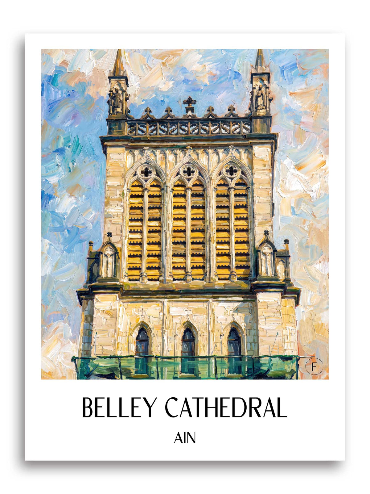 Cathédrale de Belley Poster - Ain - Frankreich Kunstdruck - Ölgemälde von A4 bis A1