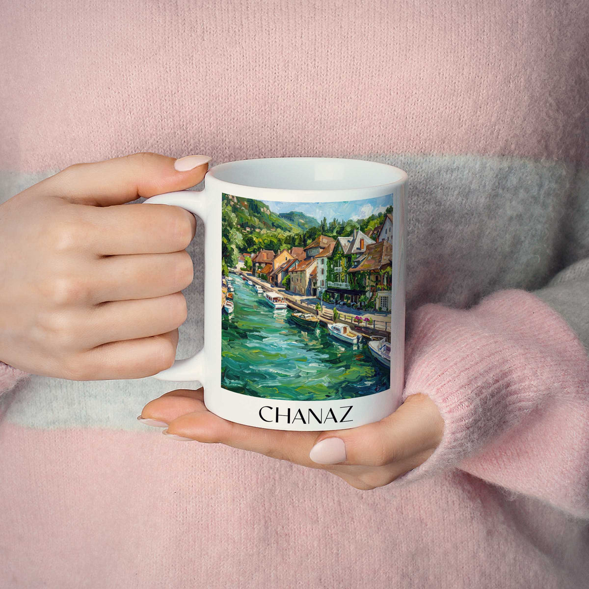 chanaz-canal-de-savière-frankreich-kaffeebecher-oil-painting-oelgemaelde