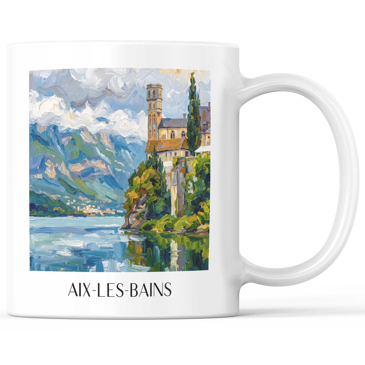 Aix-les-Bains Kaffeebecher - Savoie - Frankreich Becher - Kaffeetasse im Ölgemälde Stil