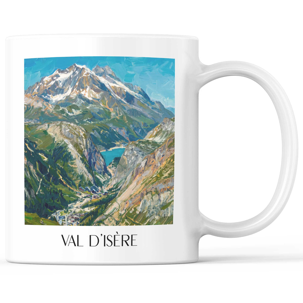 Val d'Isère Kaffeebecher - Tarentaise - Frankreich Becher - Kaffeetasse im Ölgemälde Stil