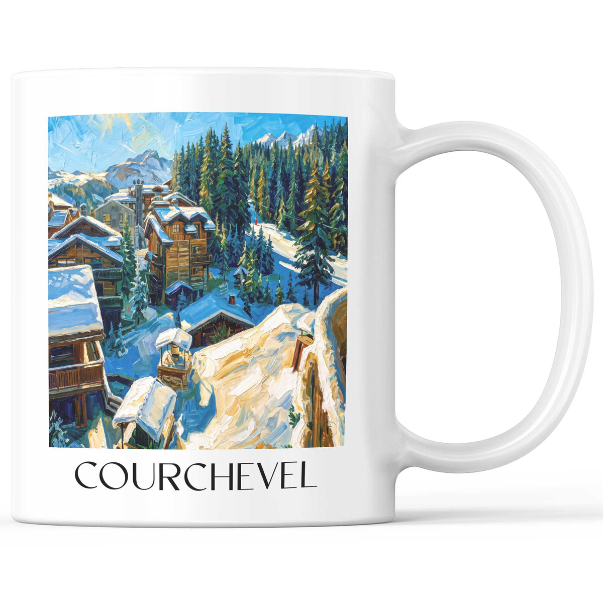 Courchevel Kaffeebecher - Tarentaise - Frankreich Becher - Kaffeetasse im Ölgemälde Stil