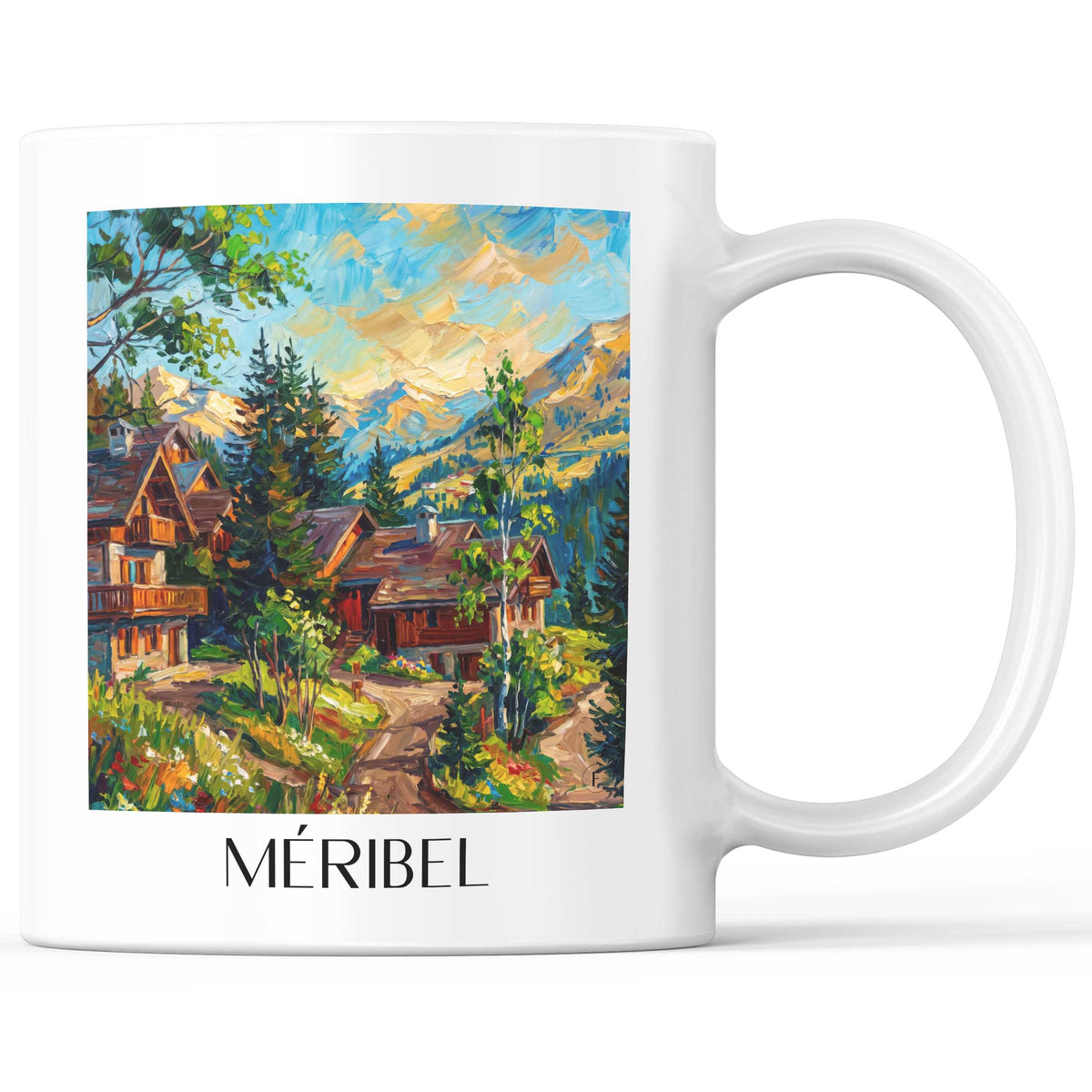 Méribel Kaffeebecher - Tarentaise - Frankreich Becher - Kaffeetasse im Ölgemälde Stil