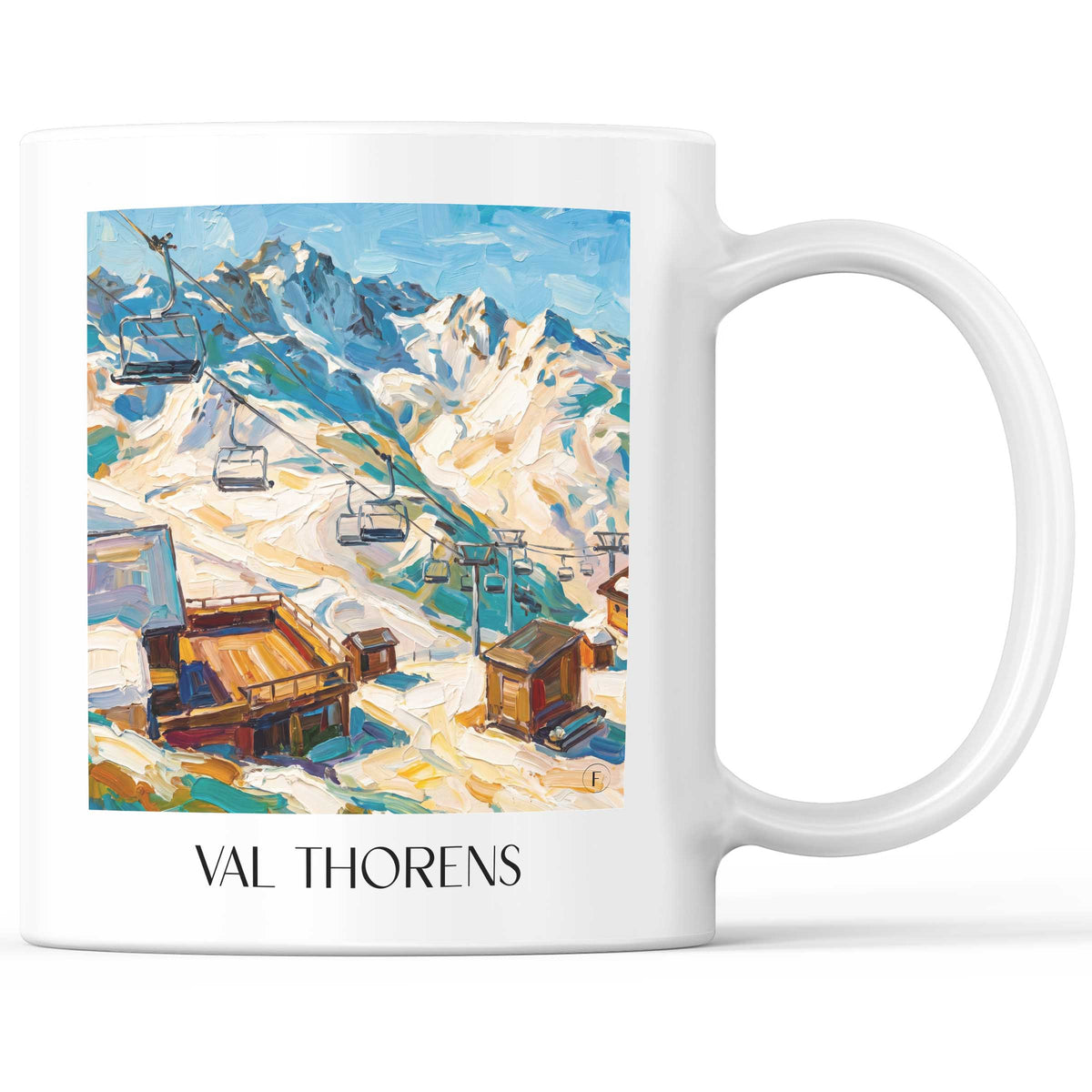 Val Thorens Kaffeebecher - Tarentaise - Frankreich Becher - Kaffeetasse im Ölgemälde Stil