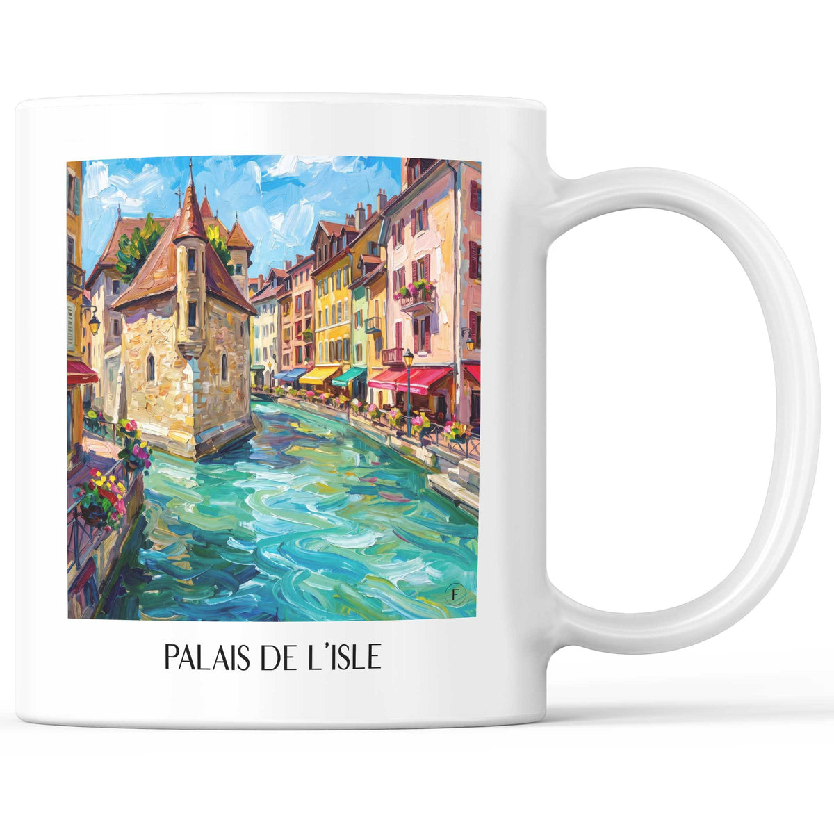 Palais de l'Isle Kaffeebecher - Annecy - Frankreich Becher - Kaffeetasse im Ölgemälde Stil