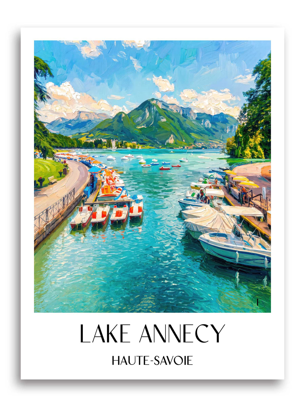 Lac d'Annecy Poster - Haute-Savoie - Frankreich Kunstdruck - Ölgemälde von A4 bis A1