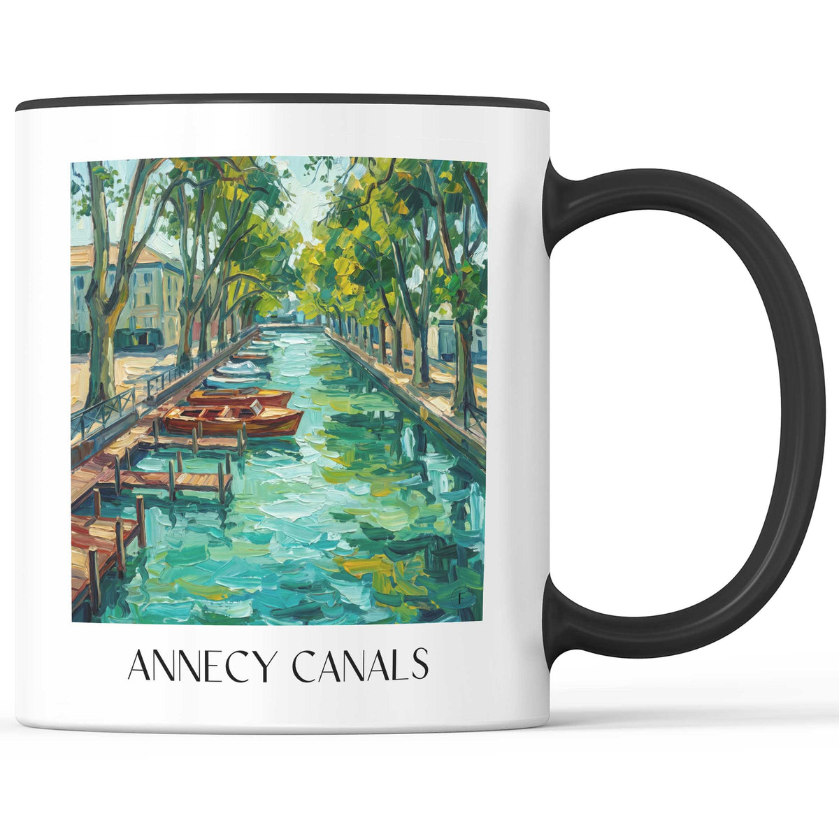 Canaux d'Annecy Kaffeebecher - Haute-Savoie - Frankreich Becher - Kaffeetasse im Ölgemälde Stil
