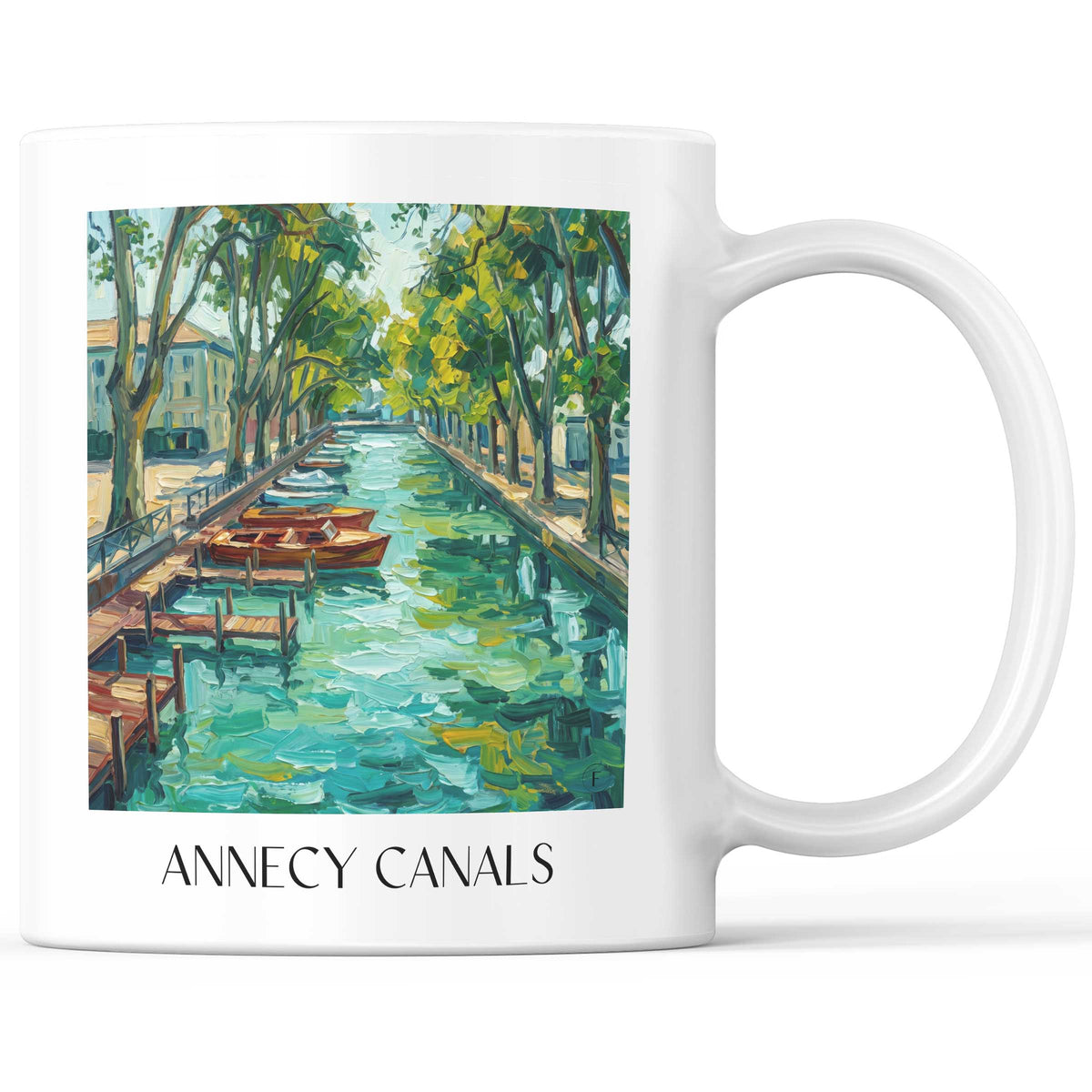 Canaux d'Annecy Kaffeebecher - Haute-Savoie - Frankreich Becher - Kaffeetasse im Ölgemälde Stil