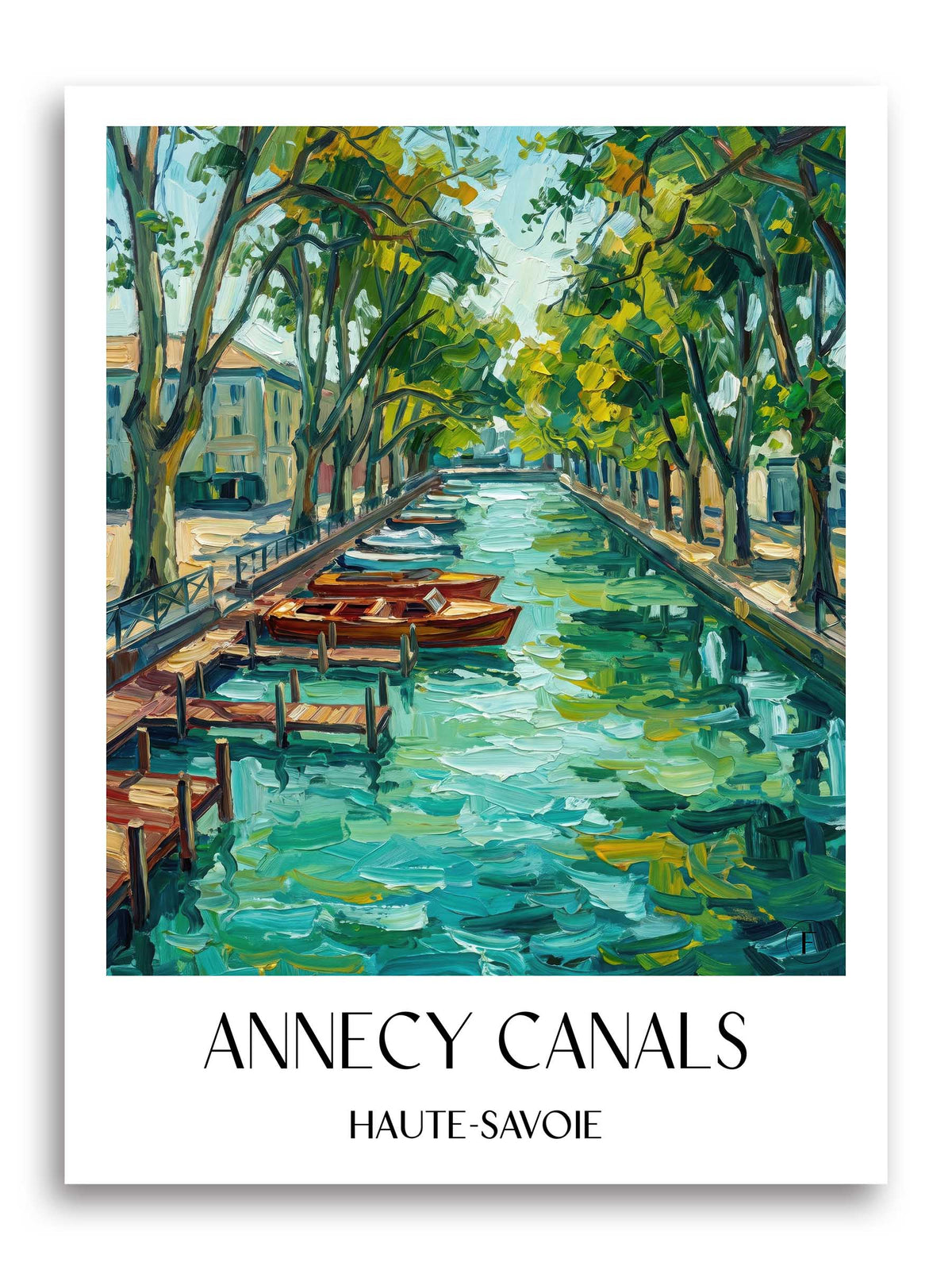 Canaux d'Annecy Poster - Haute-Savoie - Frankreich Kunstdruck - Ölgemälde von A4 bis A1