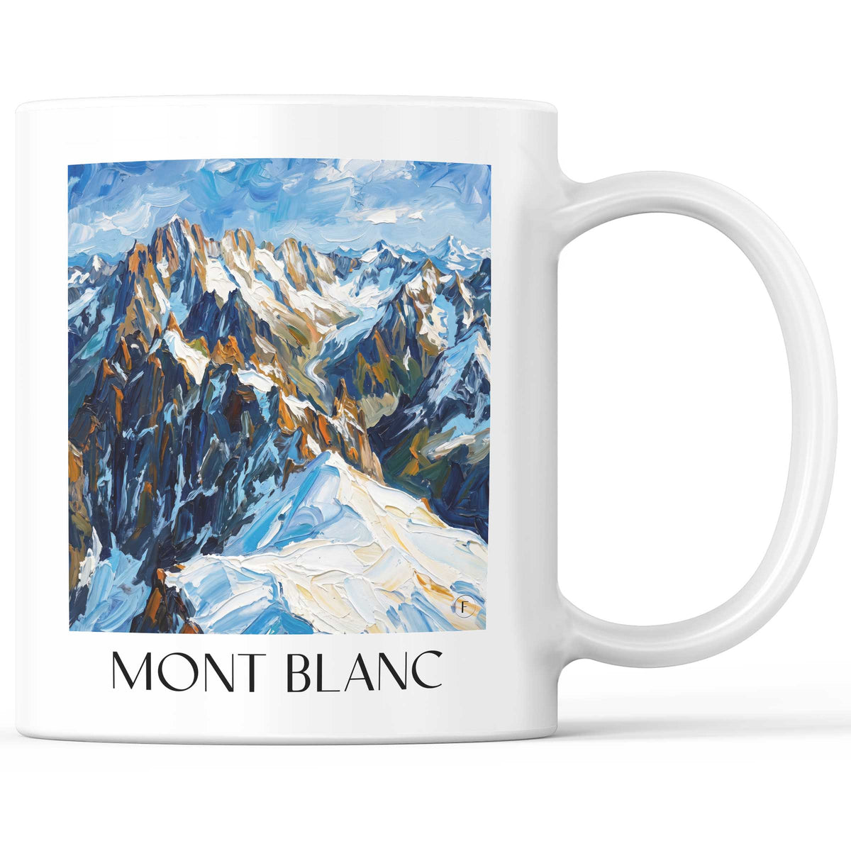 Mont Blanc Kaffeebecher - Chamonix - Frankreich Becher - Kaffeetasse im Ölgemälde Stil