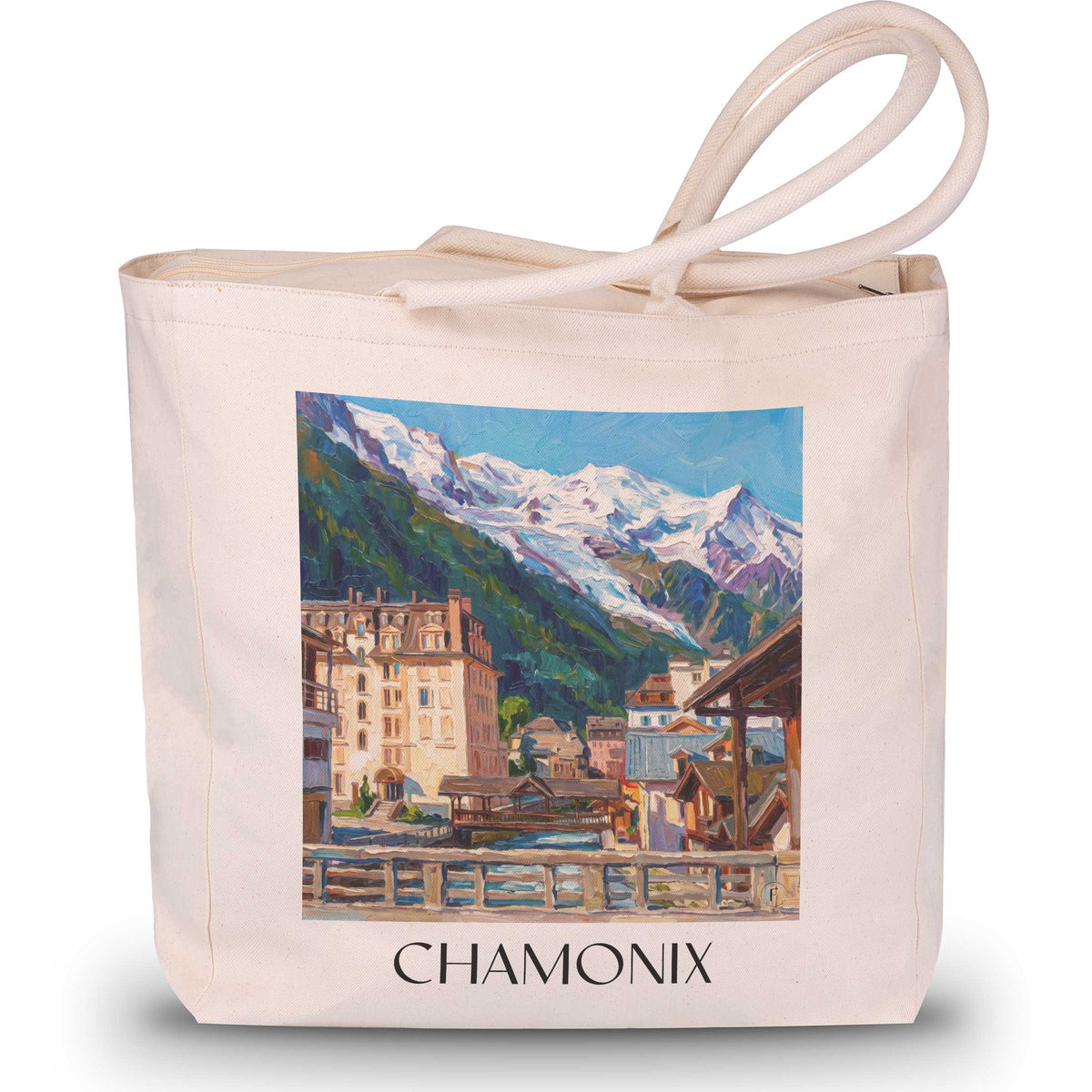 chamonix-mont-blanc-frankreich-einkaufstasche-oil-painting-oelgemaelde