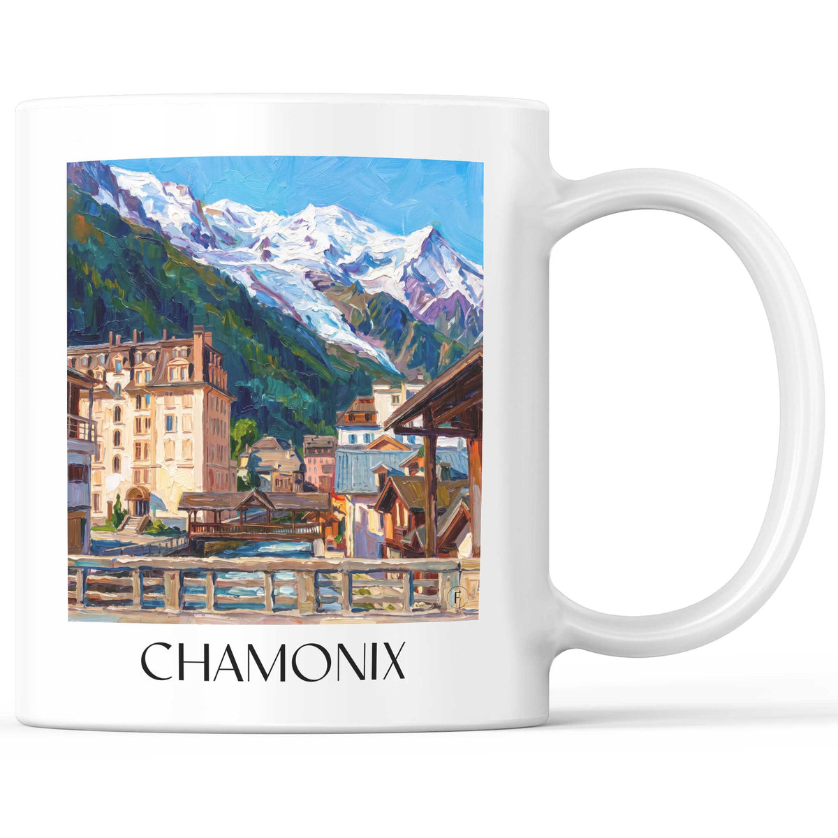 Chamonix Kaffeebecher - Mont Blanc - Frankreich Becher - Kaffeetasse im Ölgemälde Stil