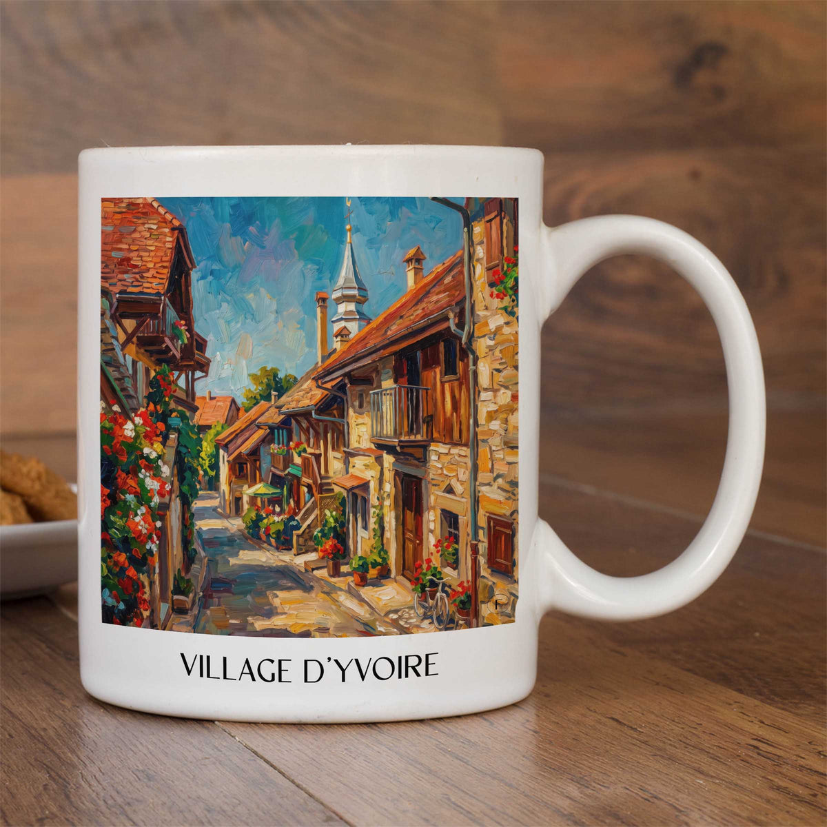 village-d'yvoire-haute-savoie-frankreich-kaffeebecher-oil-painting-oelgemaelde