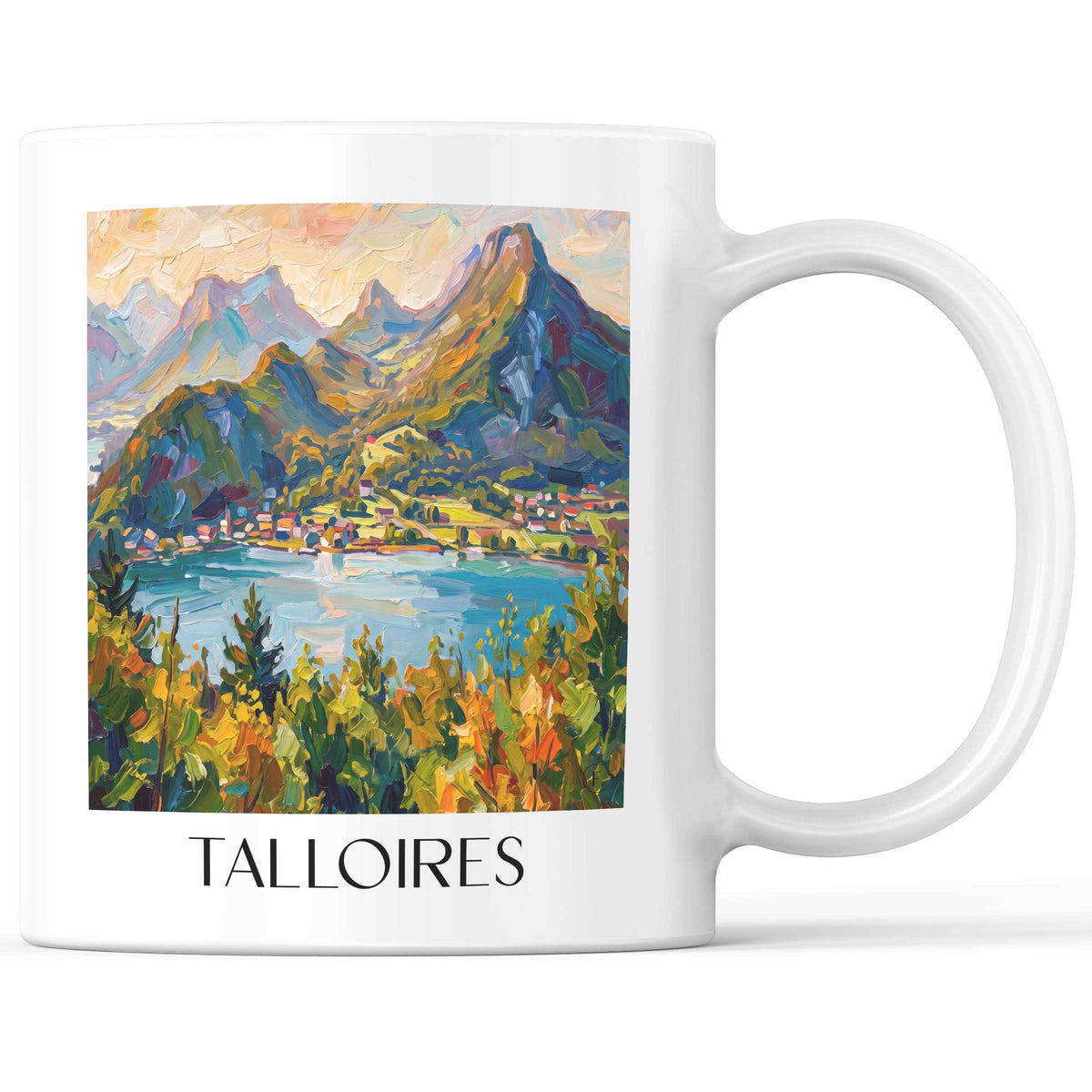 Talloires Kaffeebecher - Lac d'Annecy - Frankreich Becher - Kaffeetasse im Ölgemälde Stil