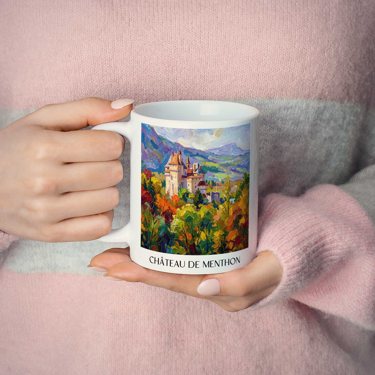 château-de-menthon-lac-d'annecy-frankreich-kaffeebecher-oil-painting-oelgemaelde