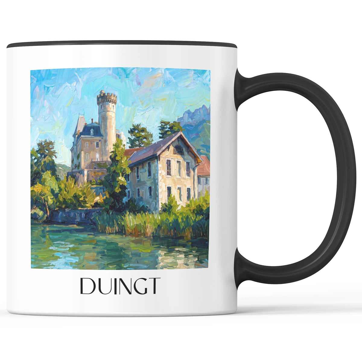 Duingt Kaffeebecher - Lac d'Annecy - Frankreich Becher - Kaffeetasse im Ölgemälde Stil