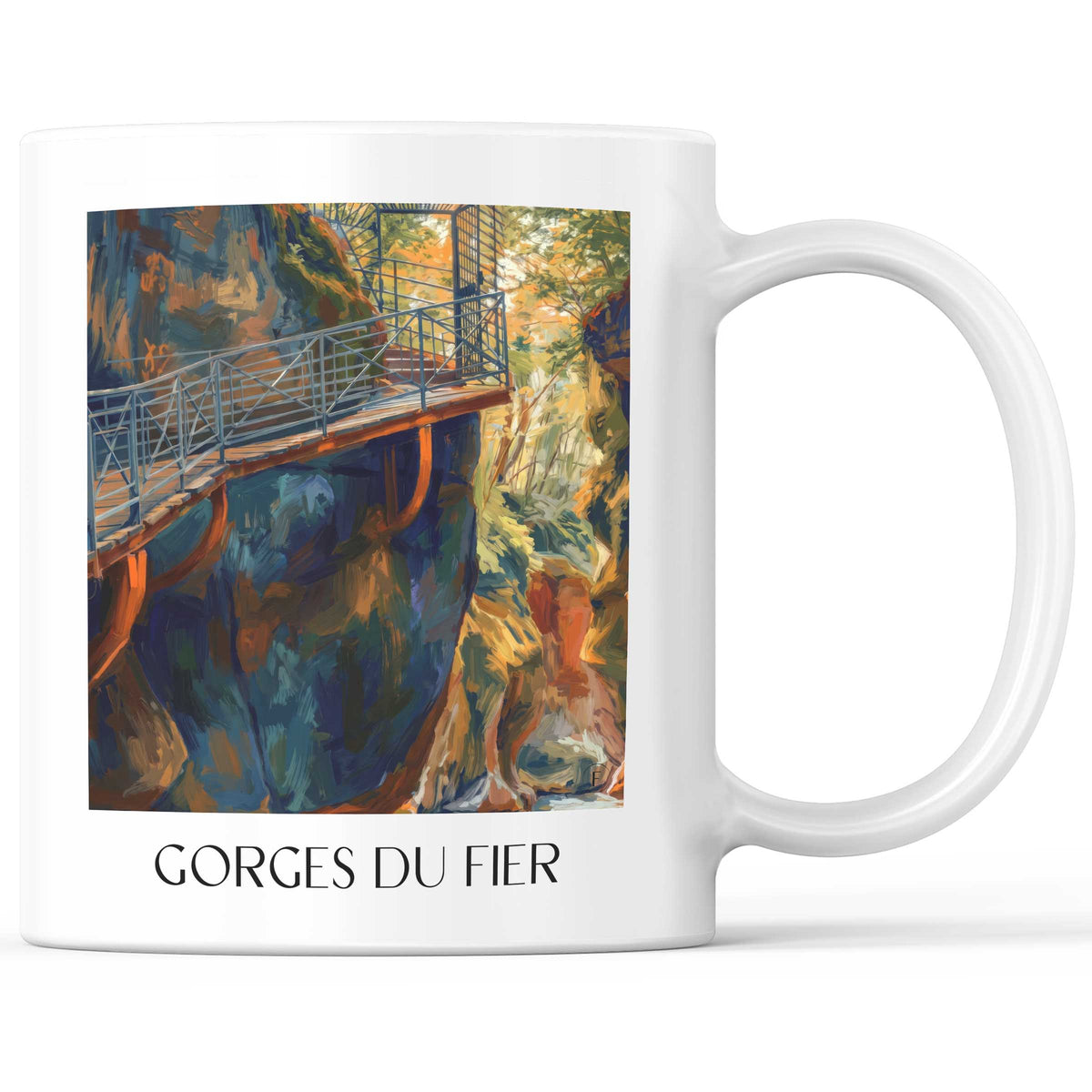 Gorges du Fier Kaffeebecher - Lac d'Annecy - Frankreich Becher - Kaffeetasse im Ölgemälde Stil