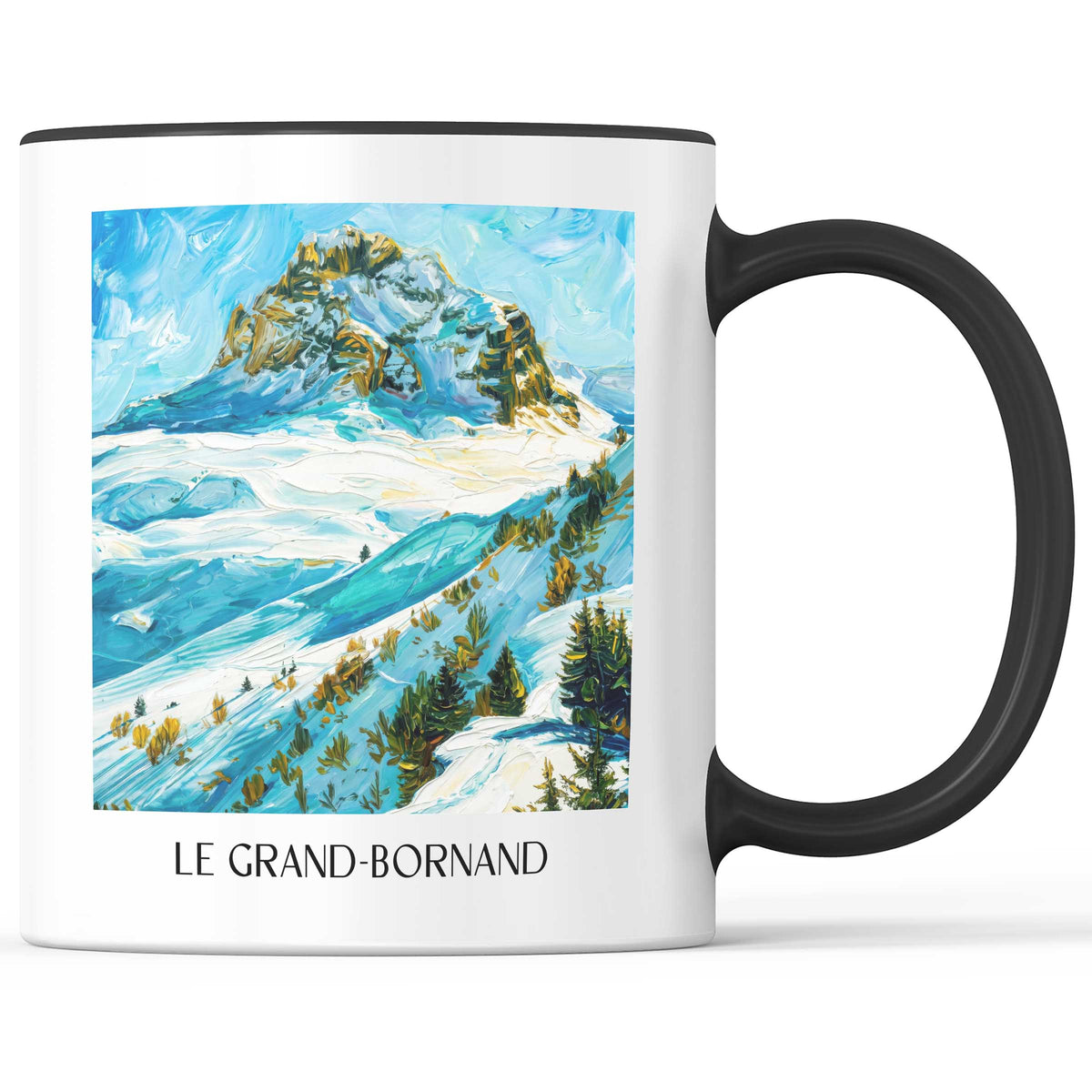 Le Grand-Bornand Kaffeebecher - Aravis - Frankreich Becher - Kaffeetasse im Ölgemälde Stil