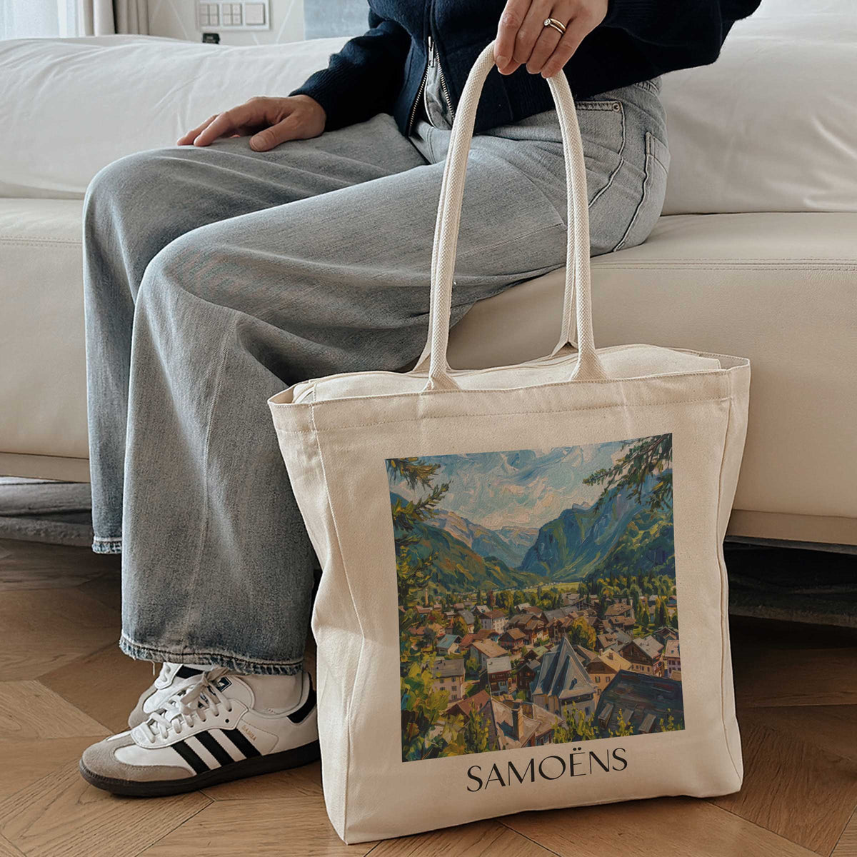 samoëns-faucigny-frankreich-einkaufstasche-oil-painting-oelgemaelde