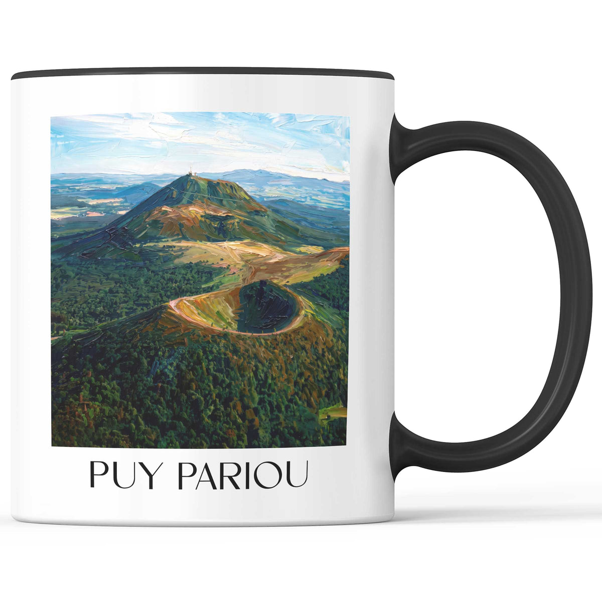 Puy Pariou Kaffeebecher - Puy-de-Dôme - Frankreich Becher - Kaffeetasse im Ölgemälde Stil
