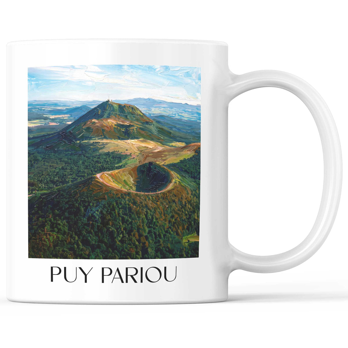 Puy Pariou Kaffeebecher - Puy-de-Dôme - Frankreich Becher - Kaffeetasse im Ölgemälde Stil