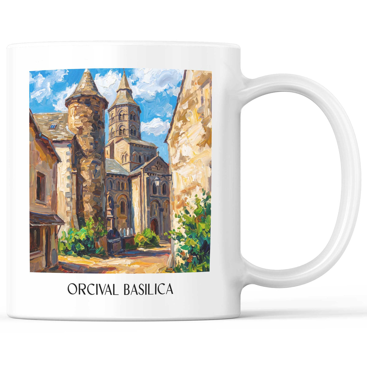 Basilique d'Orcival Kaffeebecher - Auvergne - Frankreich Becher - Kaffeetasse im Ölgemälde Stil