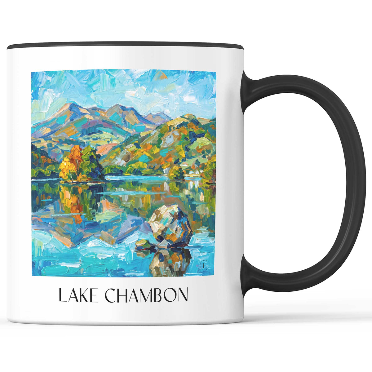 Lac Chambon Kaffeebecher - Sancy - Frankreich Becher - Kaffeetasse im Ölgemälde Stil