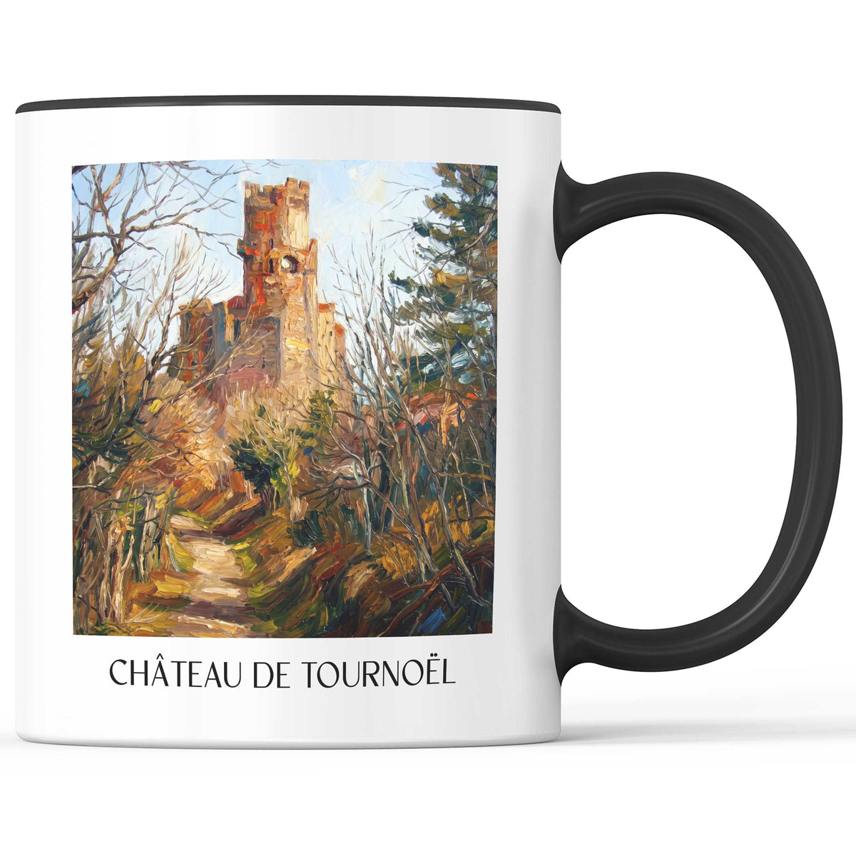 château-de-tournoël-riom-frankreich-kaffeebecher-oil-painting-oelgemaelde