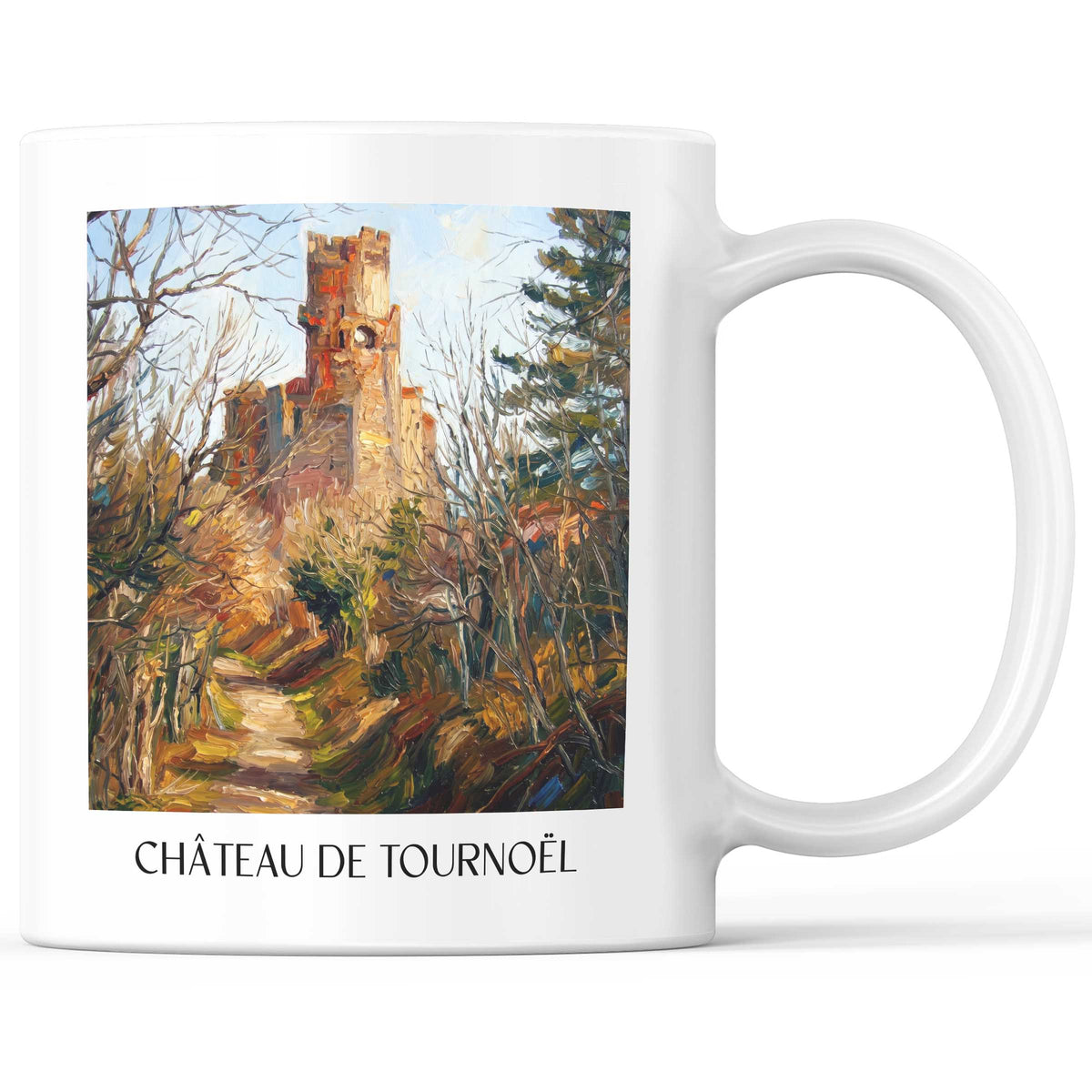 Château de Tournoël Kaffeebecher - Riom - Frankreich Becher - Kaffeetasse im Ölgemälde Stil