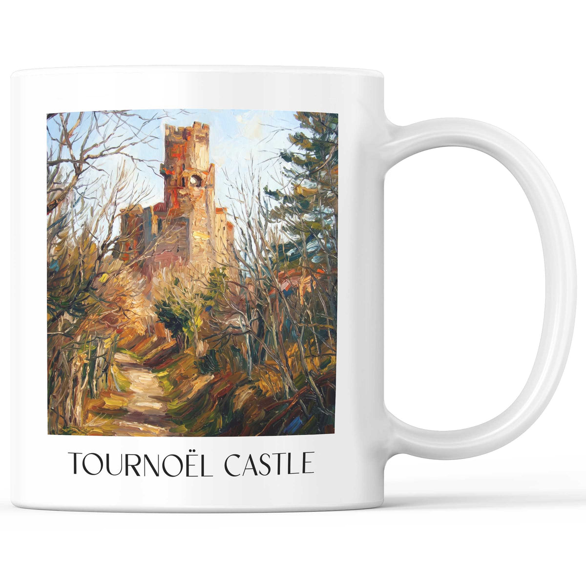 Château de Tournoël Kaffeebecher - Riom - Frankreich Becher - Kaffeetasse im Ölgemälde Stil