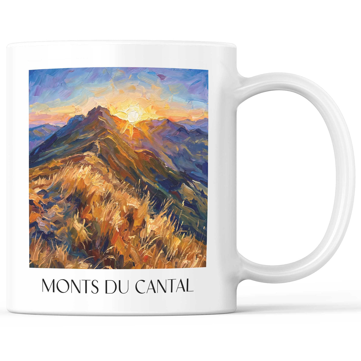 Monts du Cantal Kaffeebecher - Frankreich - Frankreich Becher - Kaffeetasse im Ölgemälde Stil