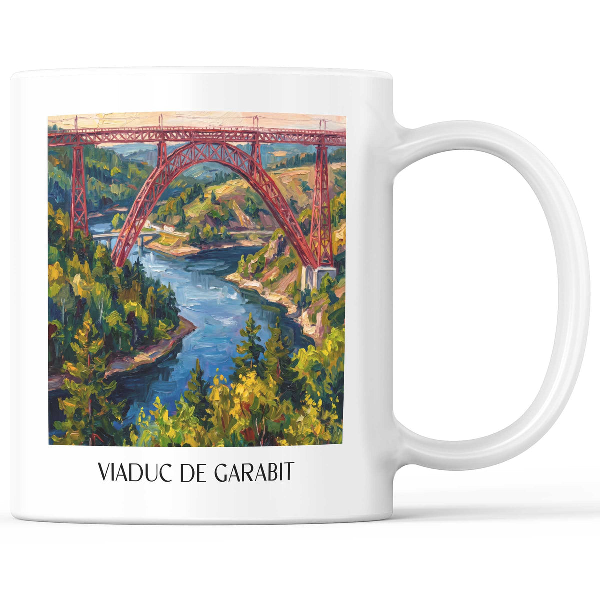 Viaduc de Garabit Kaffeebecher - Saint-Flour - Frankreich Becher - Kaffeetasse im Ölgemälde Stil
