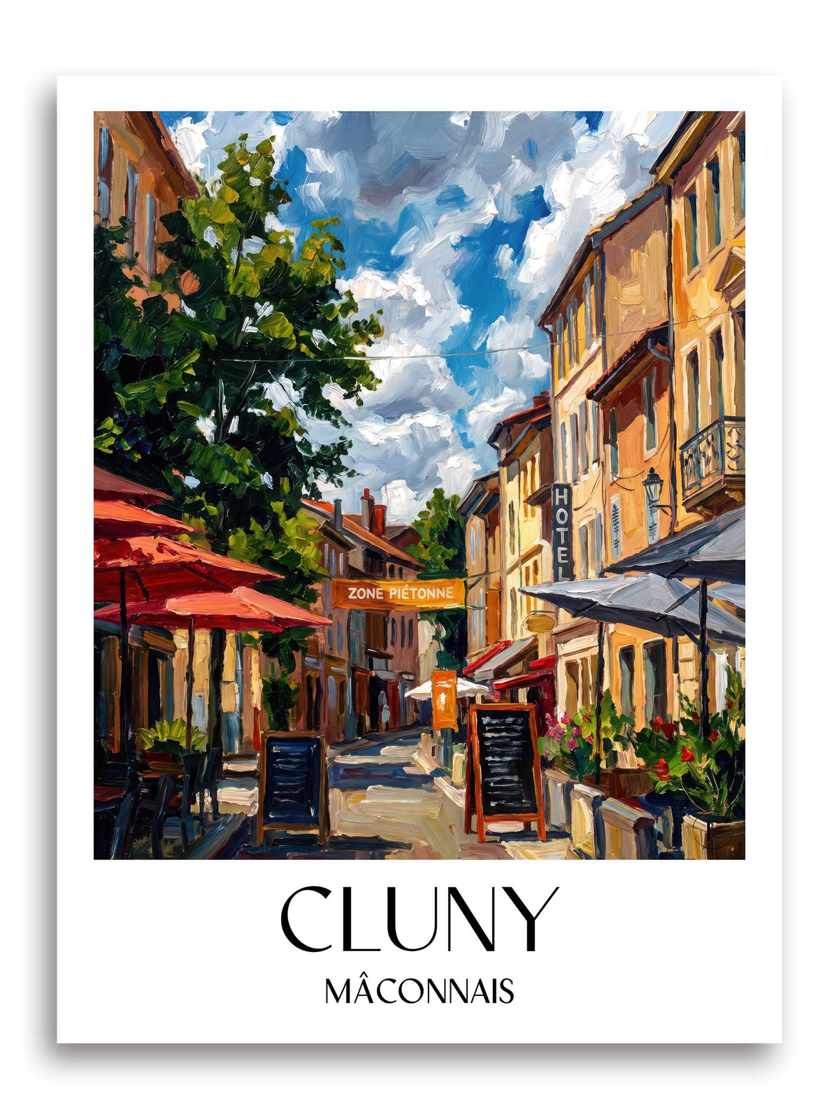 Cluny Poster - Mâconnais - Frankreich Kunstdruck - Ölgemälde von A4 bis A1