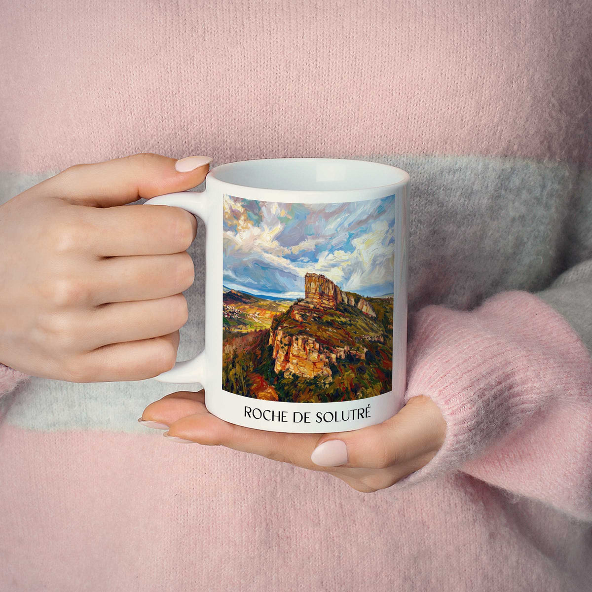 roche-de-solutré-mâconnais-frankreich-kaffeebecher-oil-painting-oelgemaelde