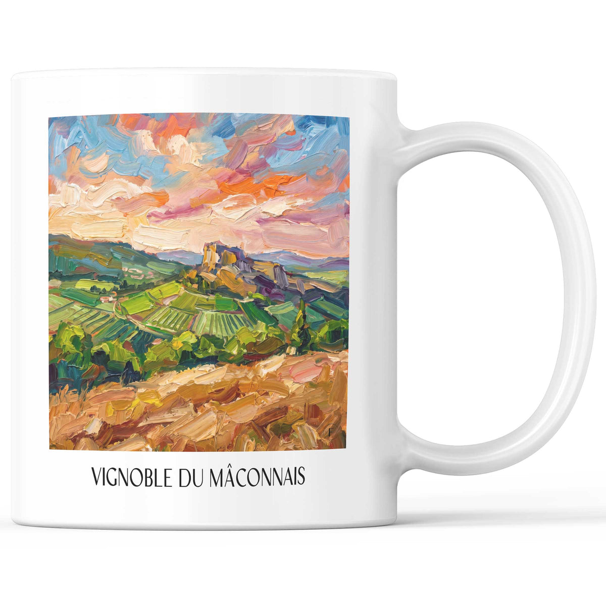 Vignoble du Mâconnais Kaffeebecher - Saône-et-Loire - Frankreich Becher - Kaffeetasse im Ölgemälde Stil